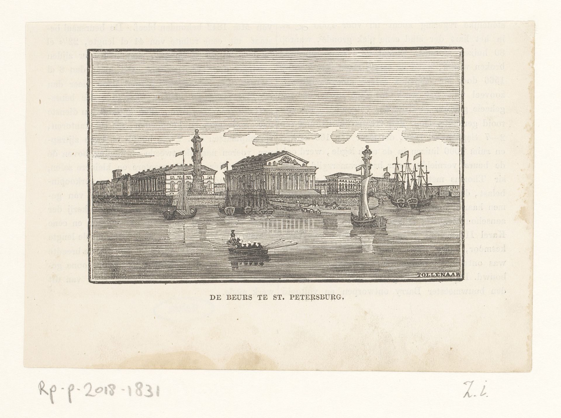 Gezicht op de beurs, te Sint-Petersburg by Dirk Wijbrand Tollenaar