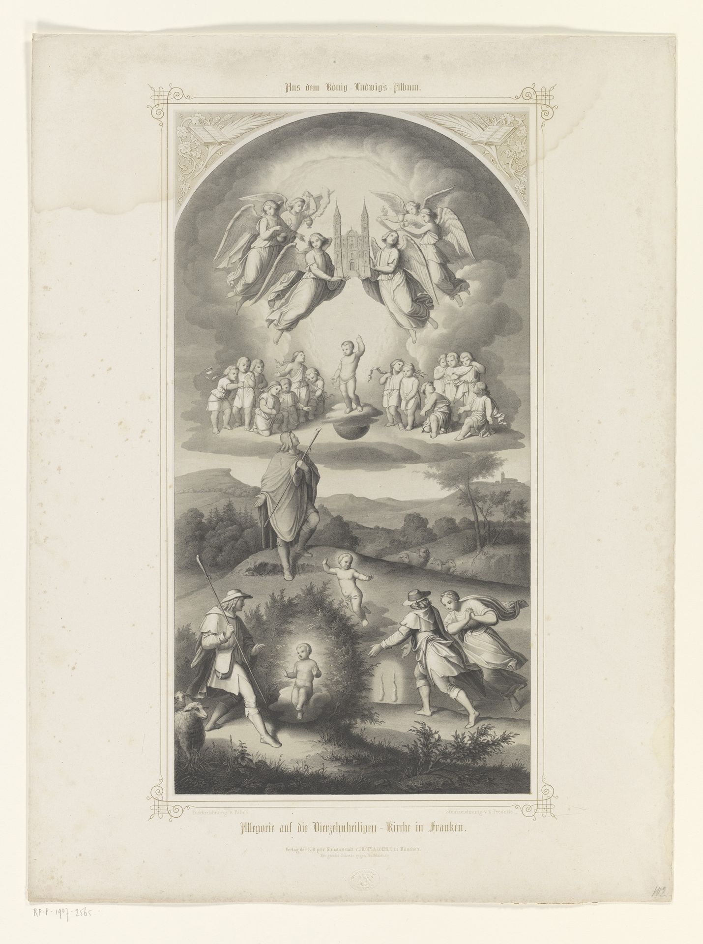 Allegorie op de Vierzehnheiligen basiliek by Carl Federle