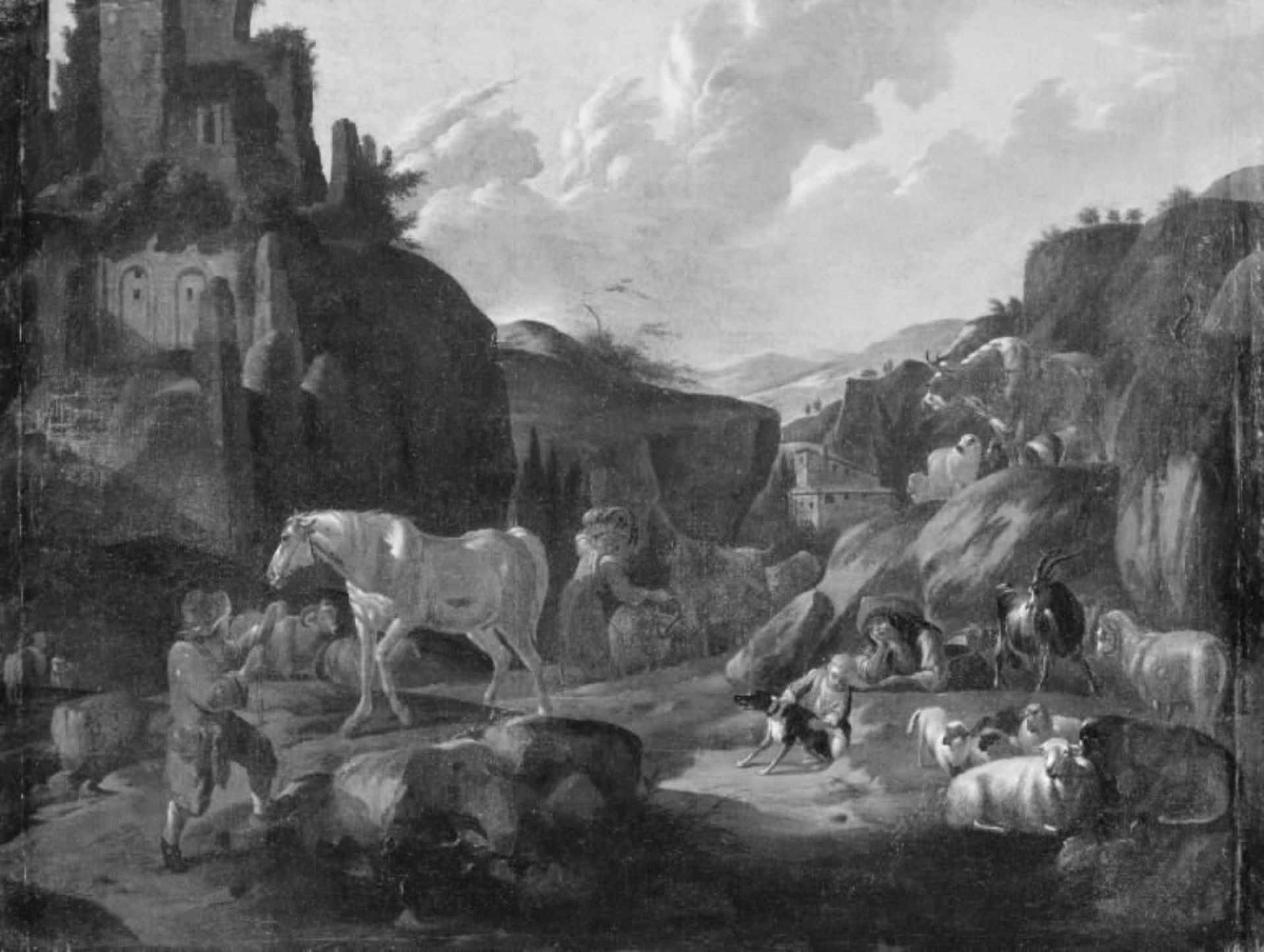 Italian Landscape with Shepherds by Anonymous