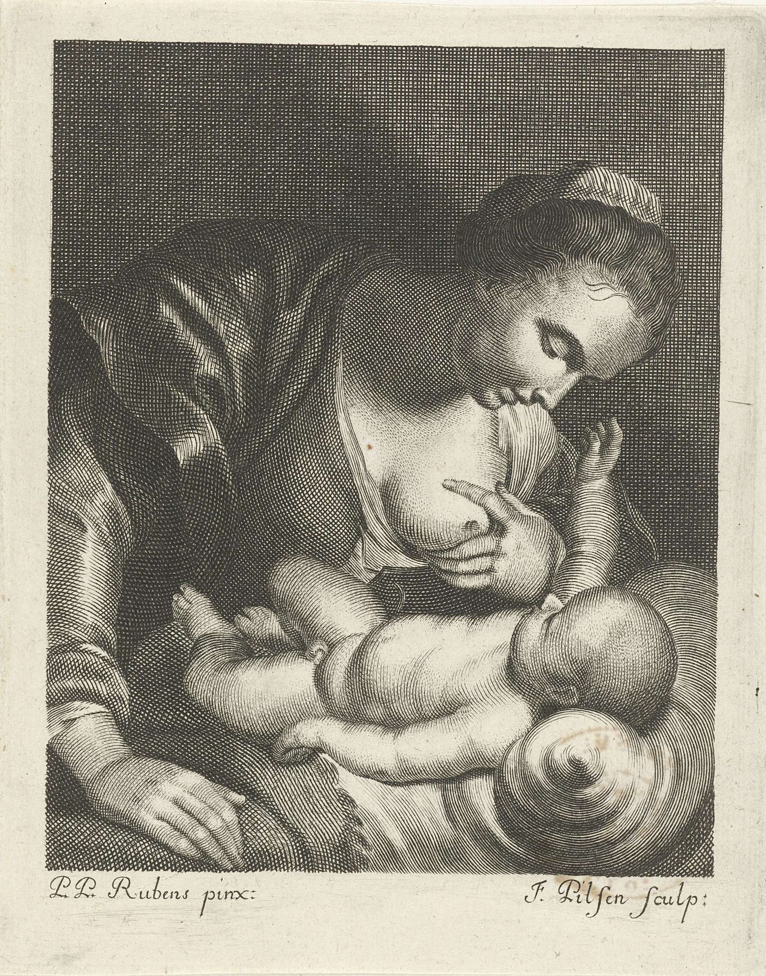 Maria met Christuskind aan borst by Frans Pilsen