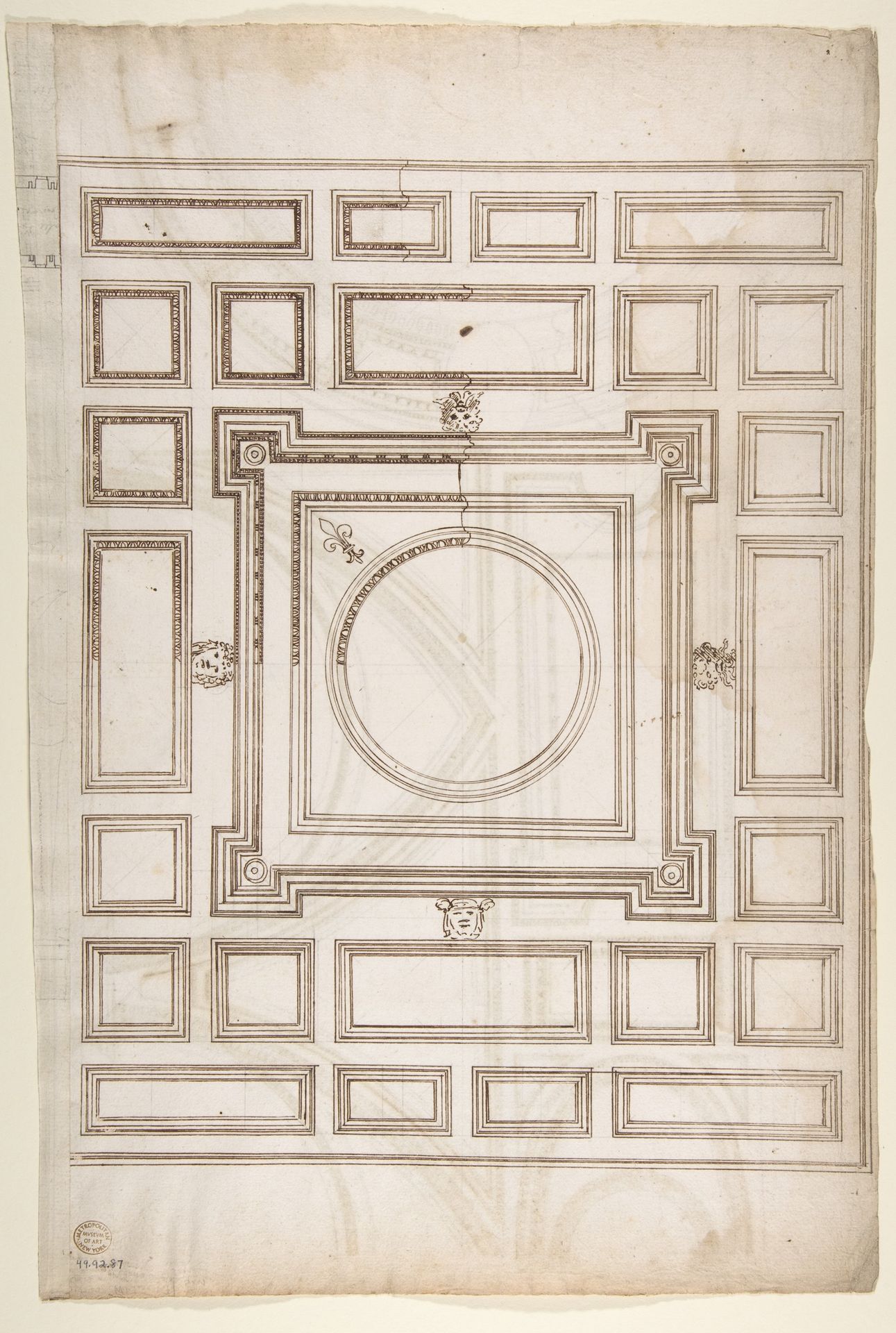 Unidentified, ceiling plan (recto) Palazzo Farnese, ceiling plan (verso) by Anonymous