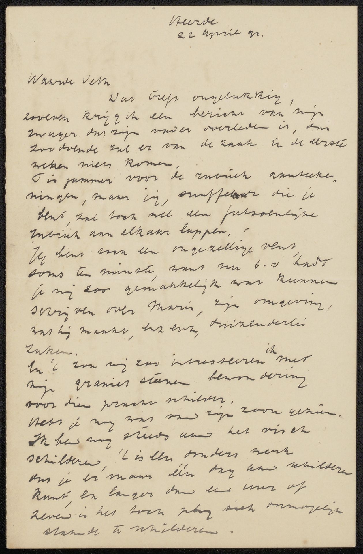 Brief aan Jan Veth by Richard Nicolaüs Roland Holst
