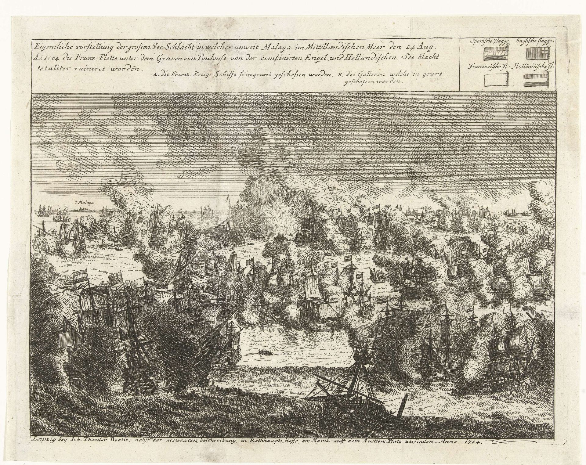 Zeeslag bij Malaga, 1704 by Anonymous