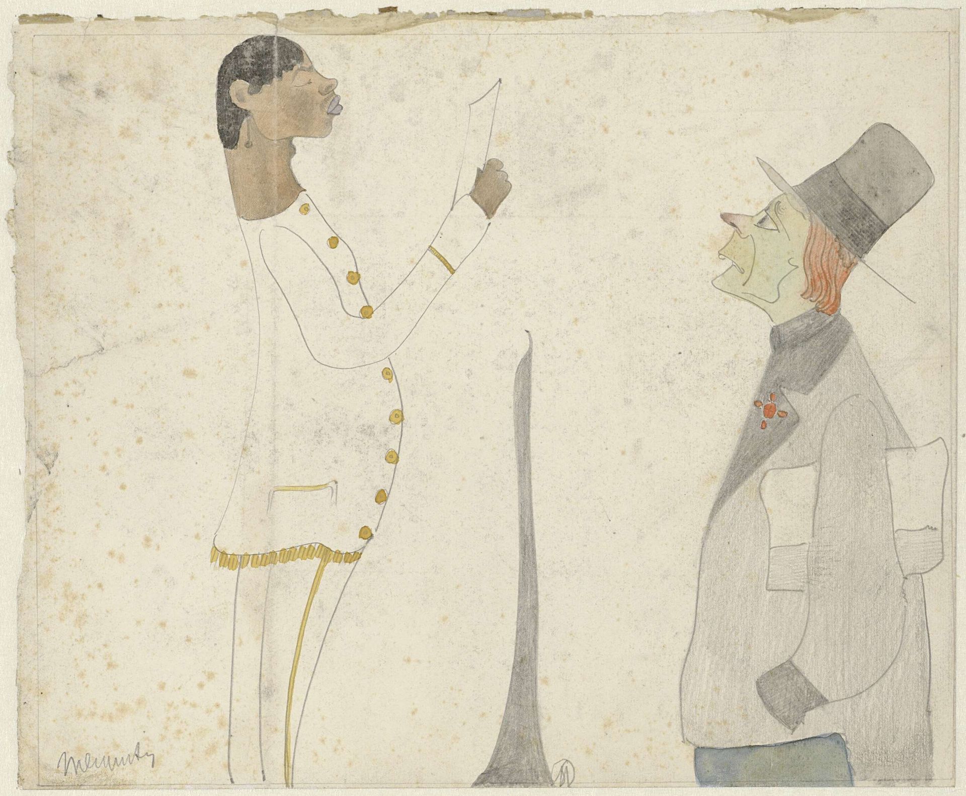 Twee karikaturale figuren by Samuel Jessurun de Mesquita