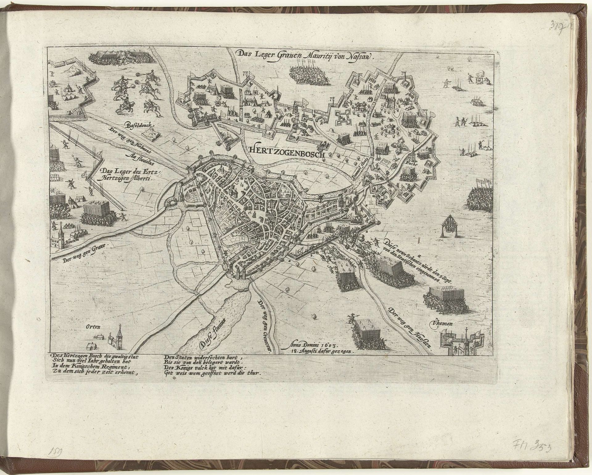 Beleg van 's-Hertogenbosch door Maurits, 1603 by Frans Hogenberg