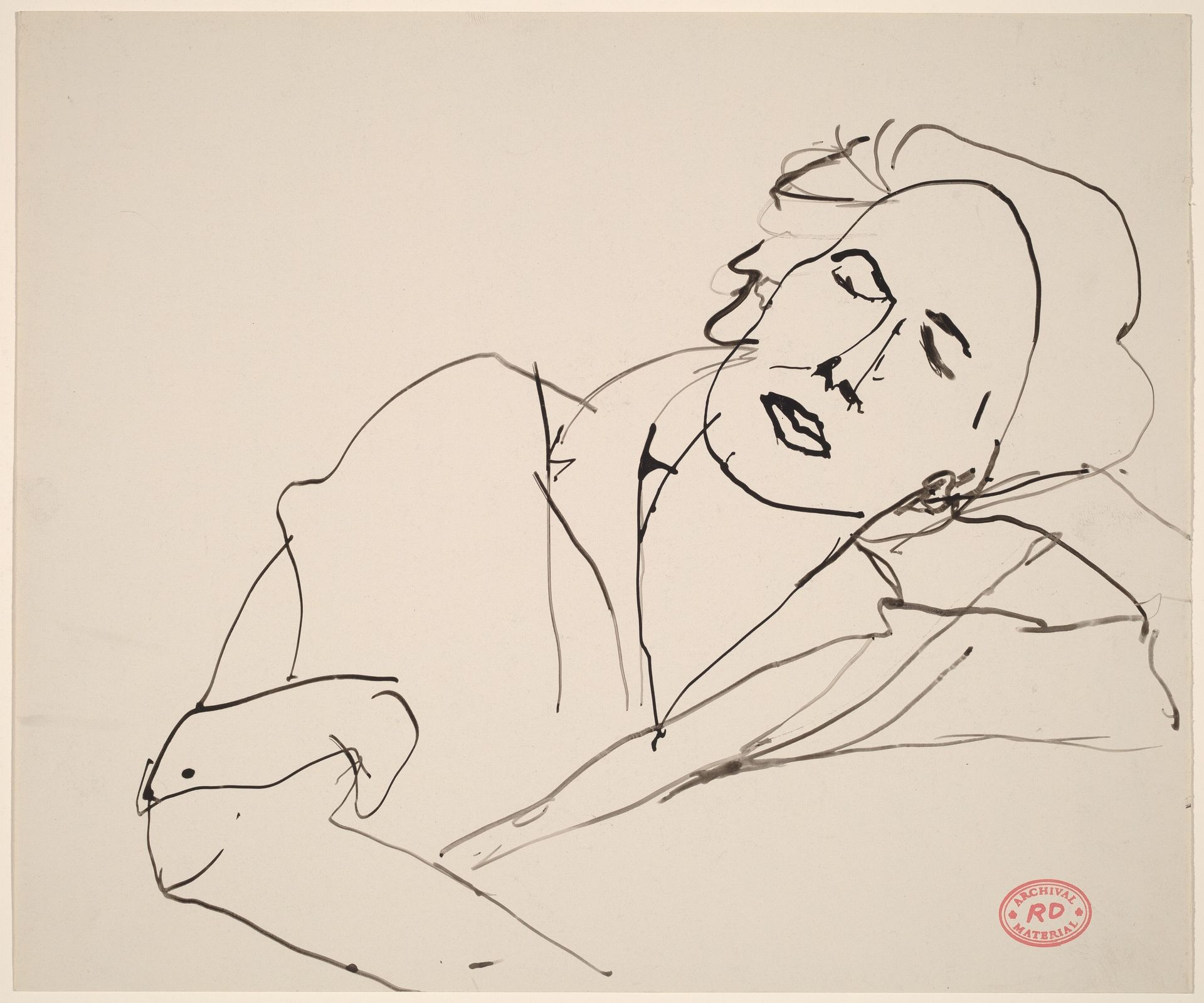 Untitled [model resting head on left arm] by Richard Diebenkorn
