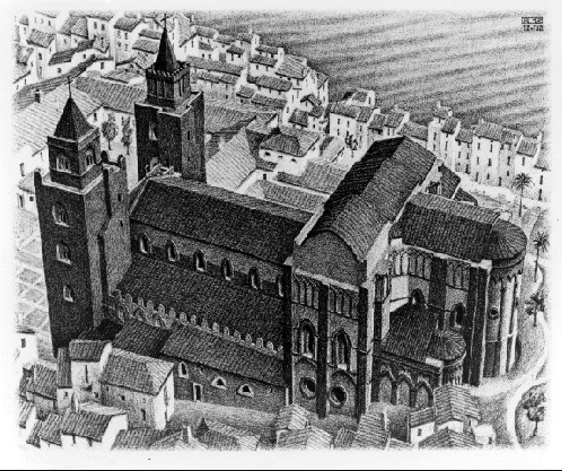 Cathedral of Cefalu, Sicily (December 1932) by M.C. Escher