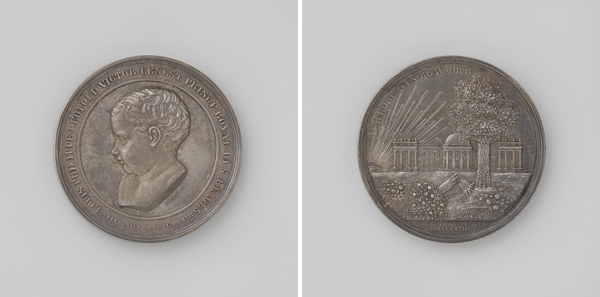 Geboorte van Lodewijk Filips Leopold Victor Ernest, kroonprins der Belgen by Laurent Joseph Hart