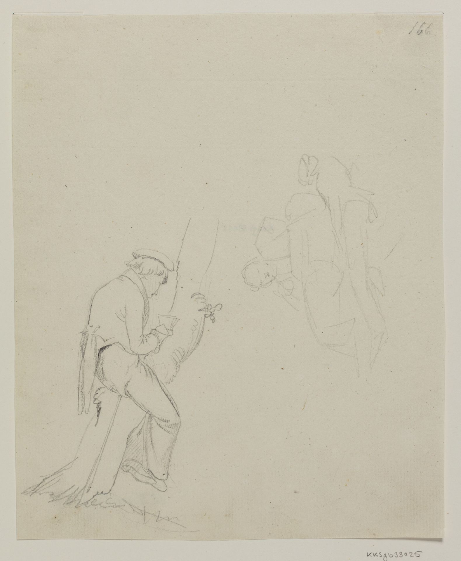 Tegnende kunstner i et træ og figurrids by Albert Küchler