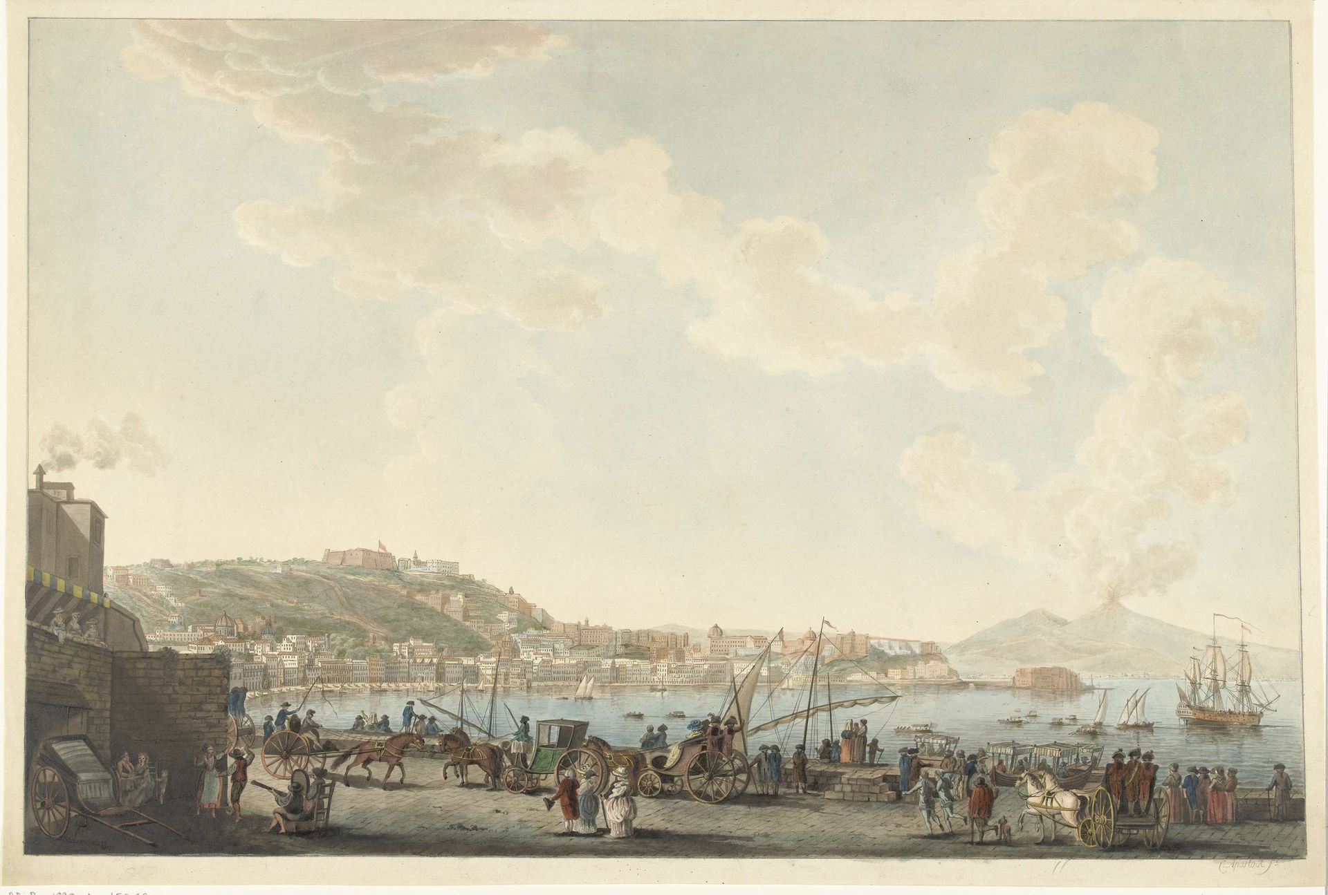 Gezicht op de haven van Napels by Cornelis Apostool