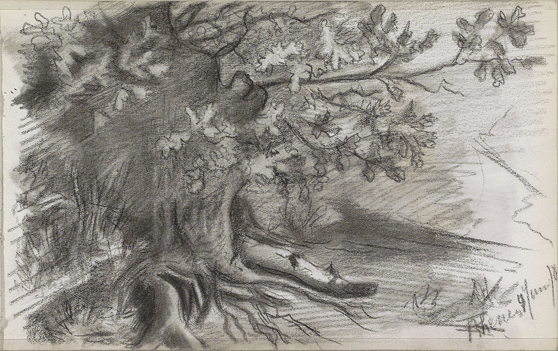 Landschap met een grote boom in Rhenen by Willem Witsen