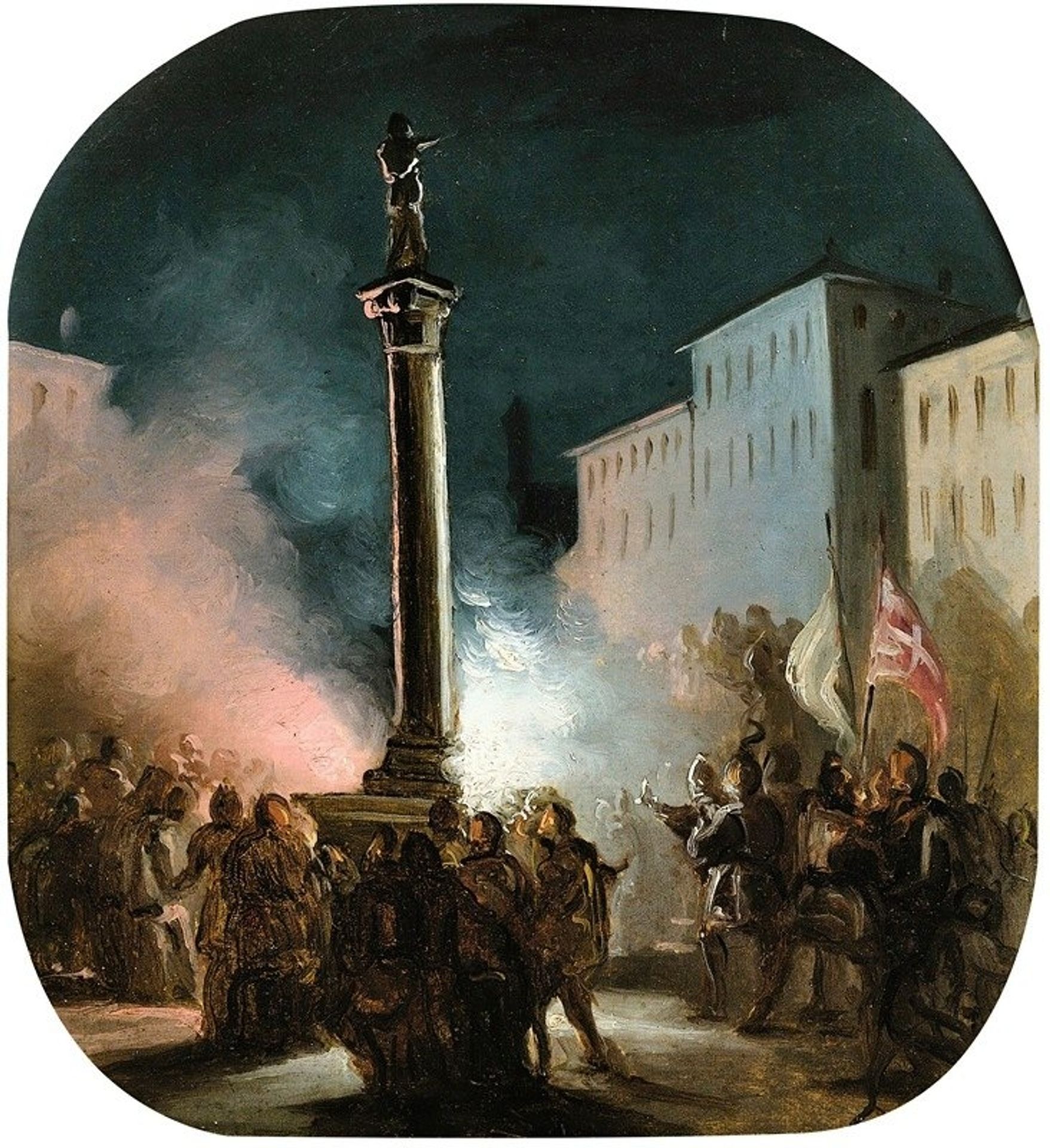 Piazza Colonna, Rome by Ippolito Caffi