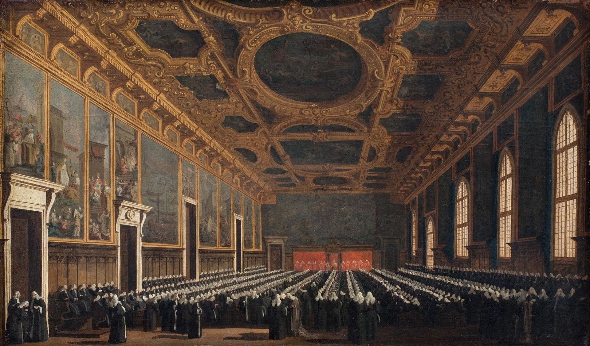The Doge And Grand Council In Sala Del Maggior Consiglio by Canaletto