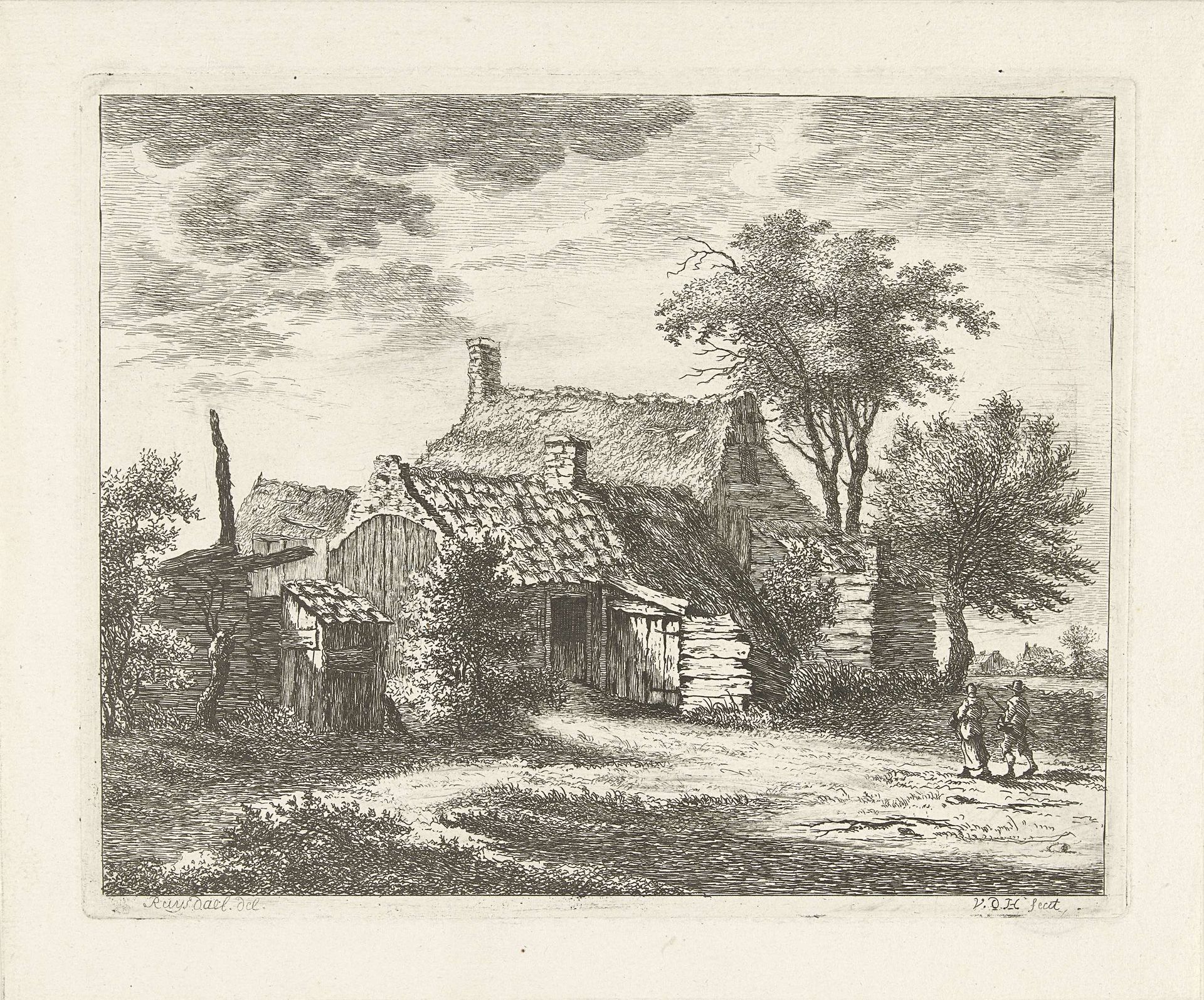 Boerderij in een landschap by Anthonij van der Haer