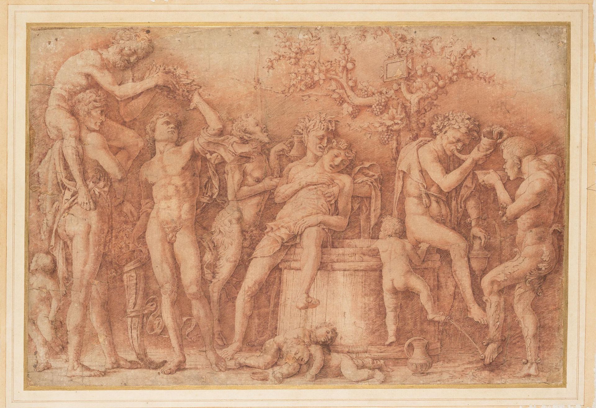 Bacchanal With Wine Press by Anonymous