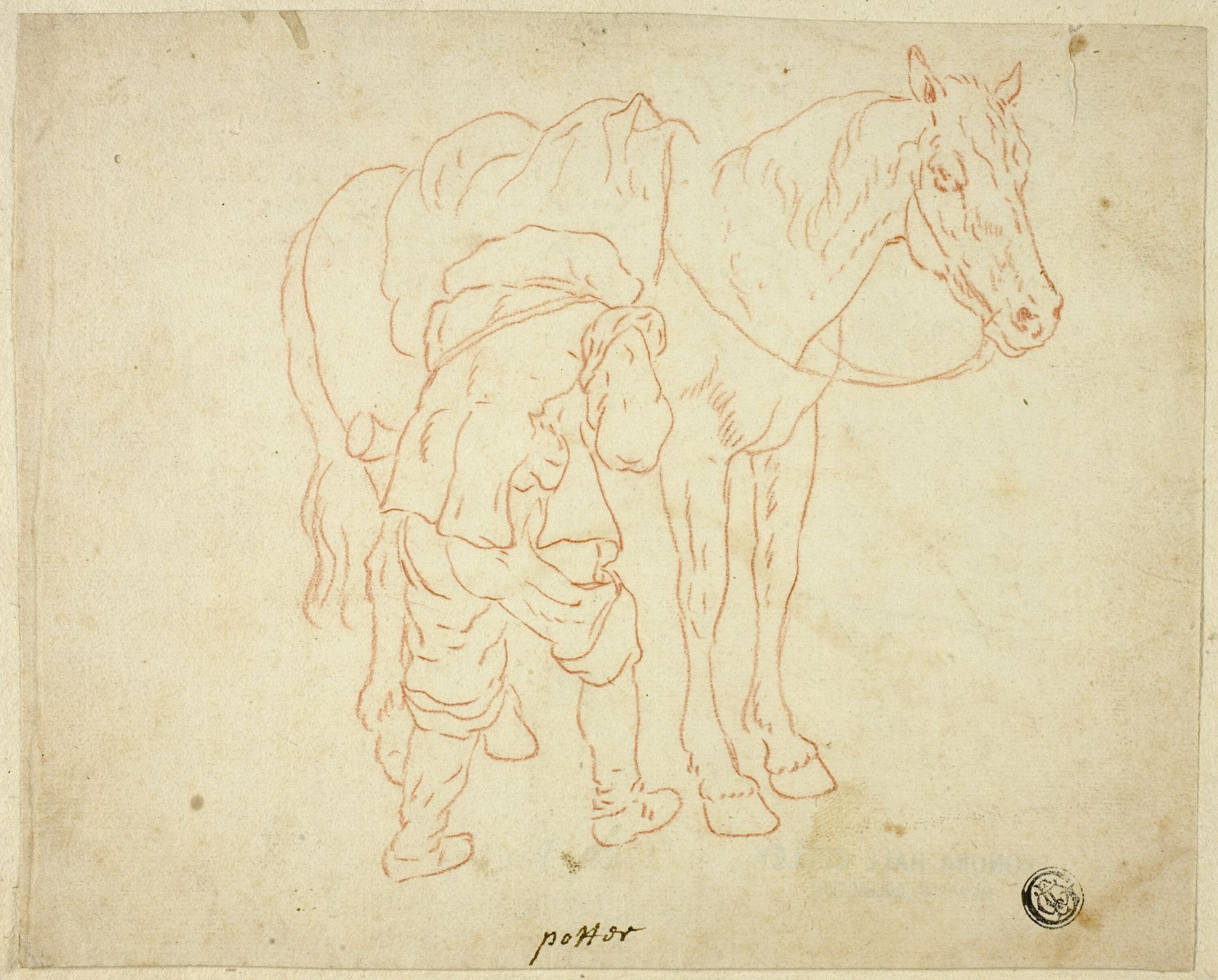 Man Adjusting Saddle on Horse by Paulus Potter