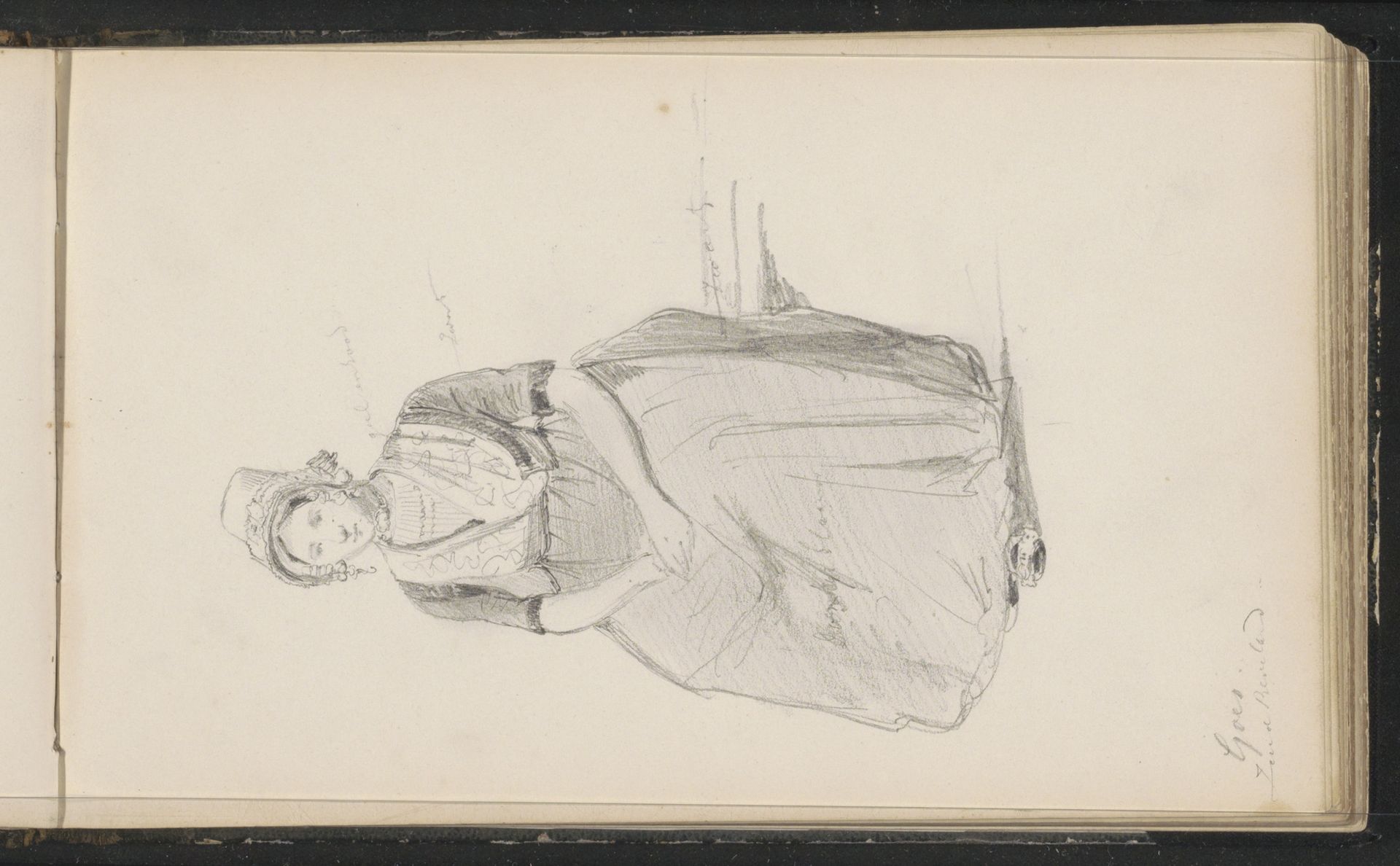 Zittende vrouw in een kostuum uit Goes by Cornelis Springer