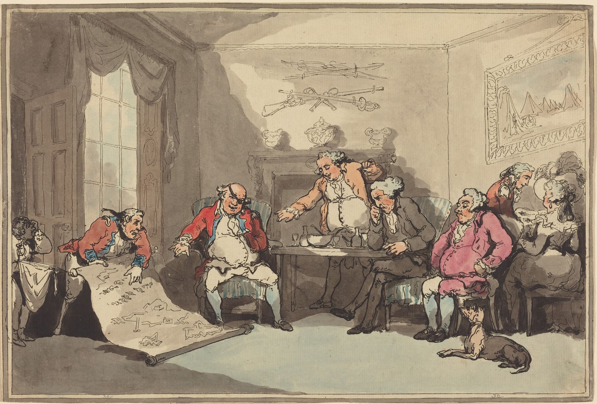 A Militia Meeting by Thomas Rowlandson