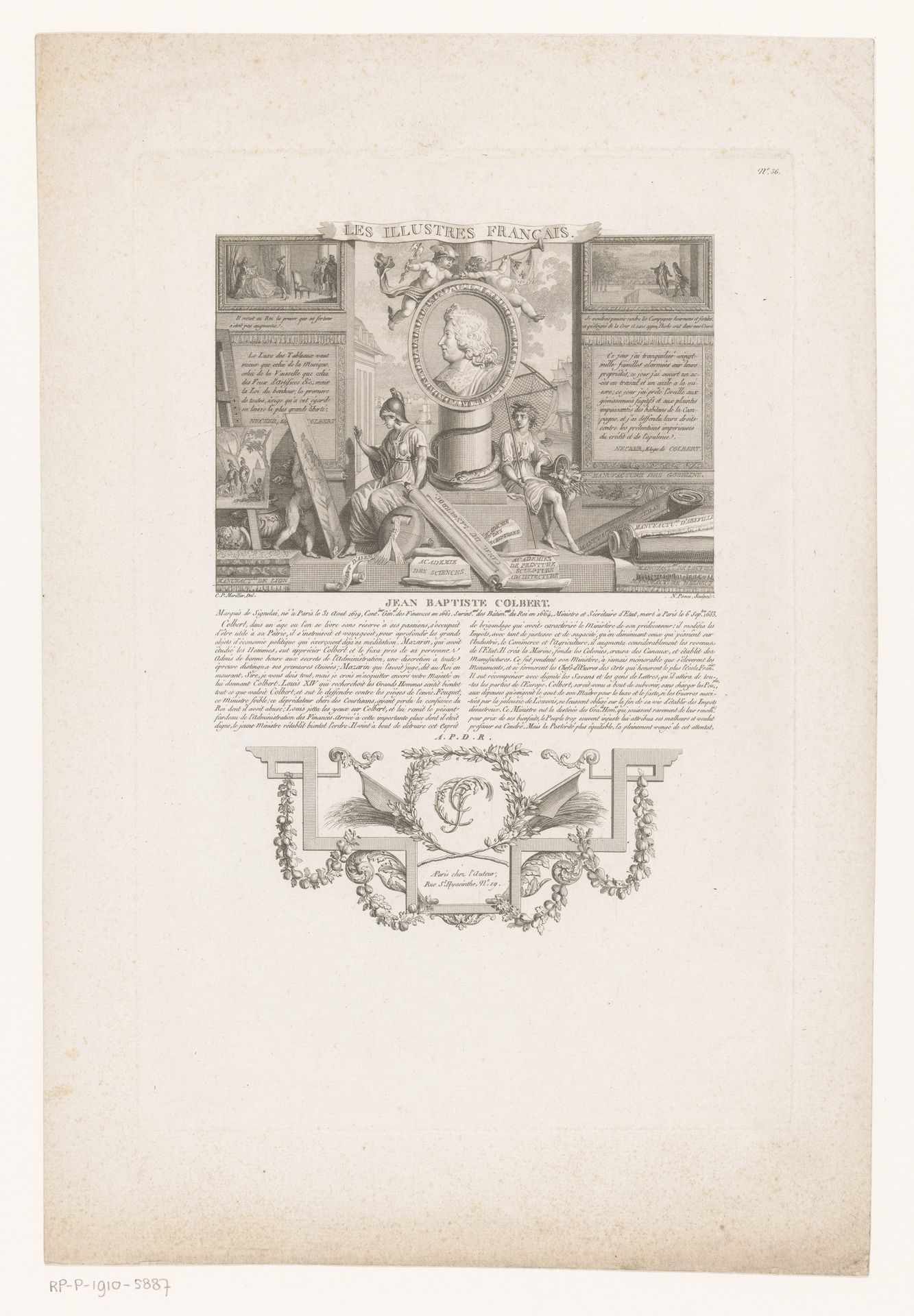 Allegorisch portret van Jean-Baptiste Colbert by Nicolas Ponce