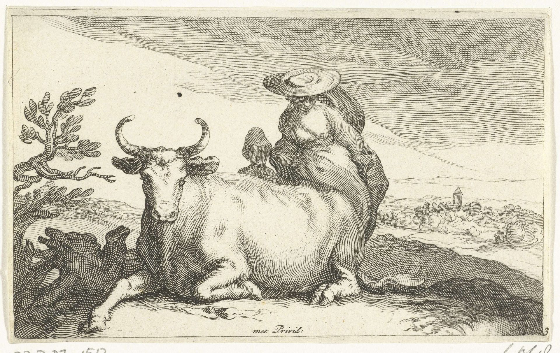 Koe met vrouw en kind by Frederick Bloemaert