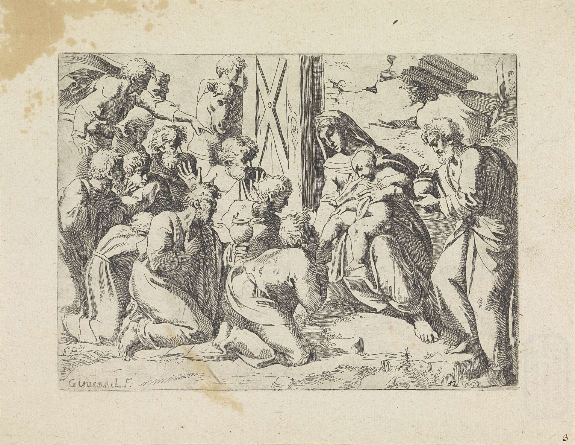 Aanbidding door de koningen by Giovanni Lanfranco