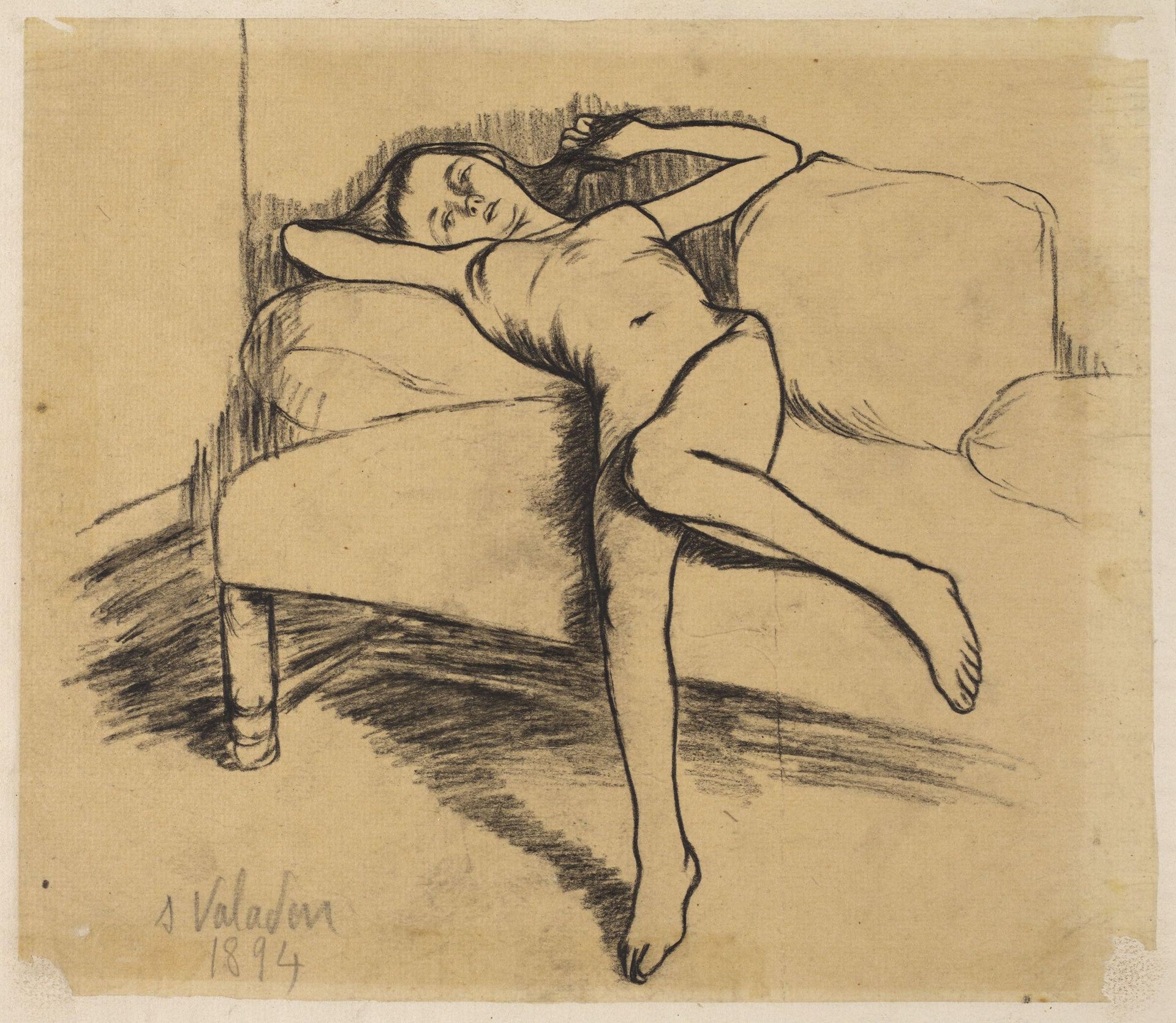 A Nude Girl Reclining on a Couch by Suzanne Valadon