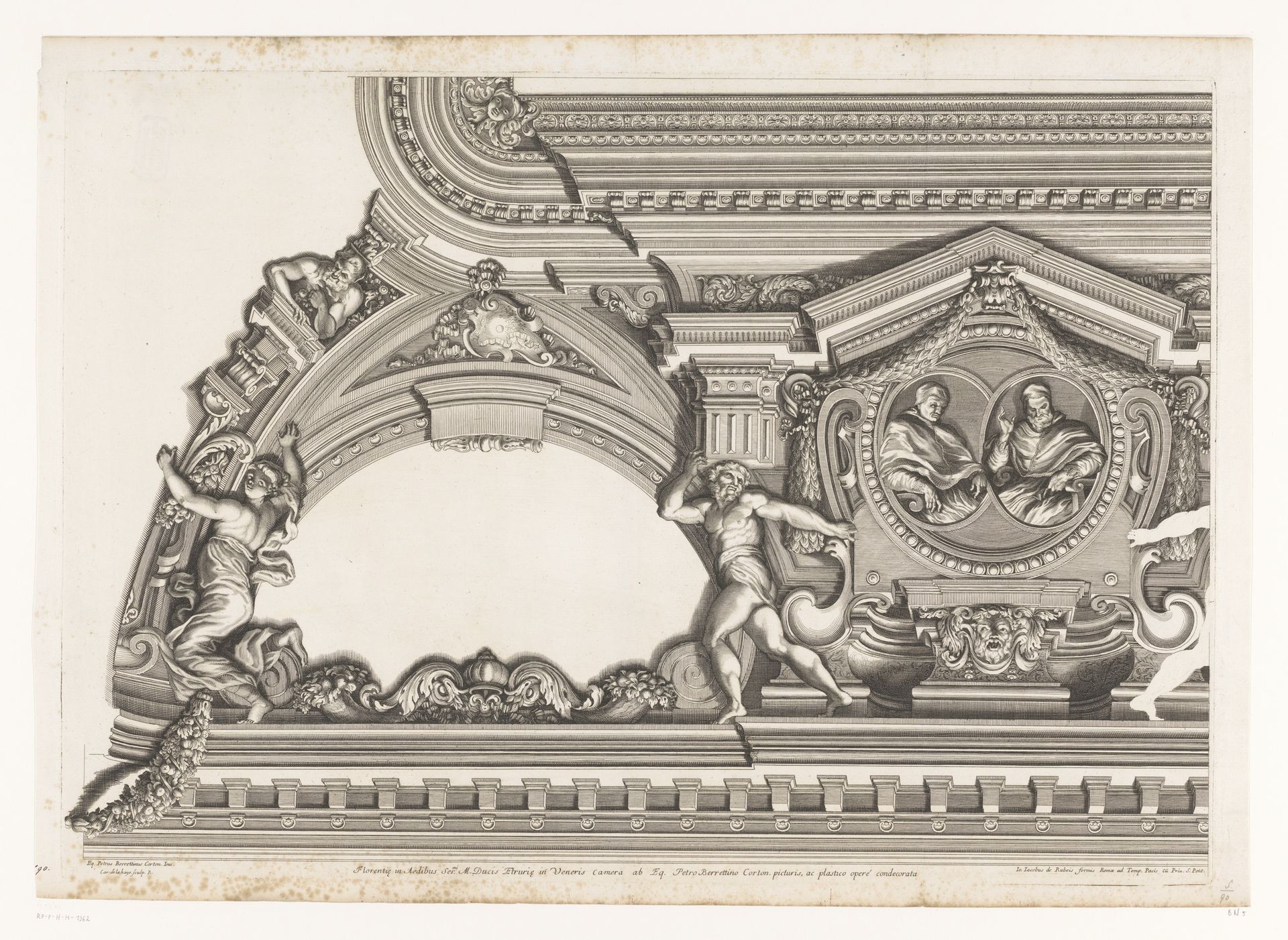 Plafonddecoratie in Palazzo Pitti by Charles de La Haye