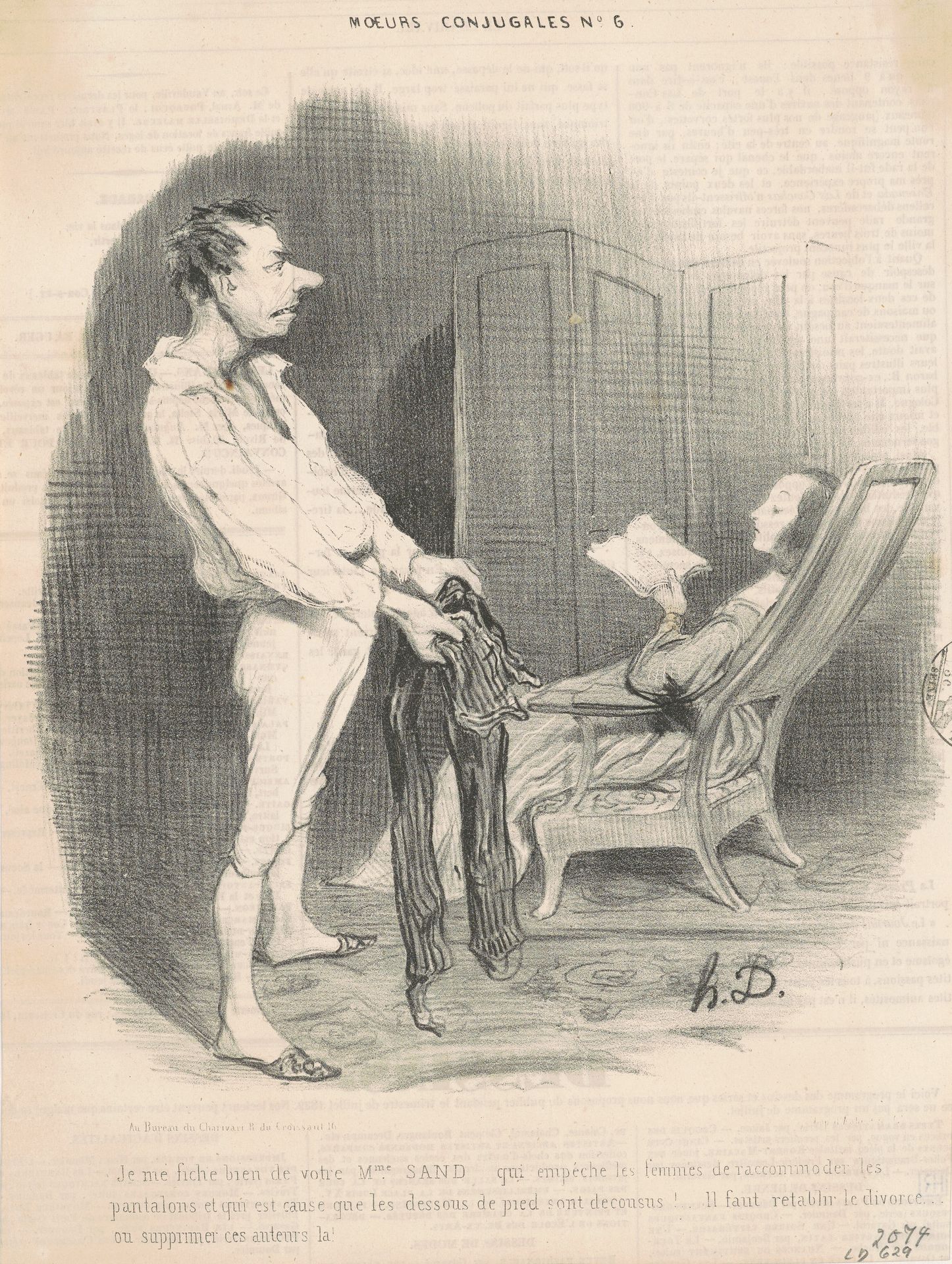 Je me fiche bien de votre Mme Sand... by Honoré Daumier