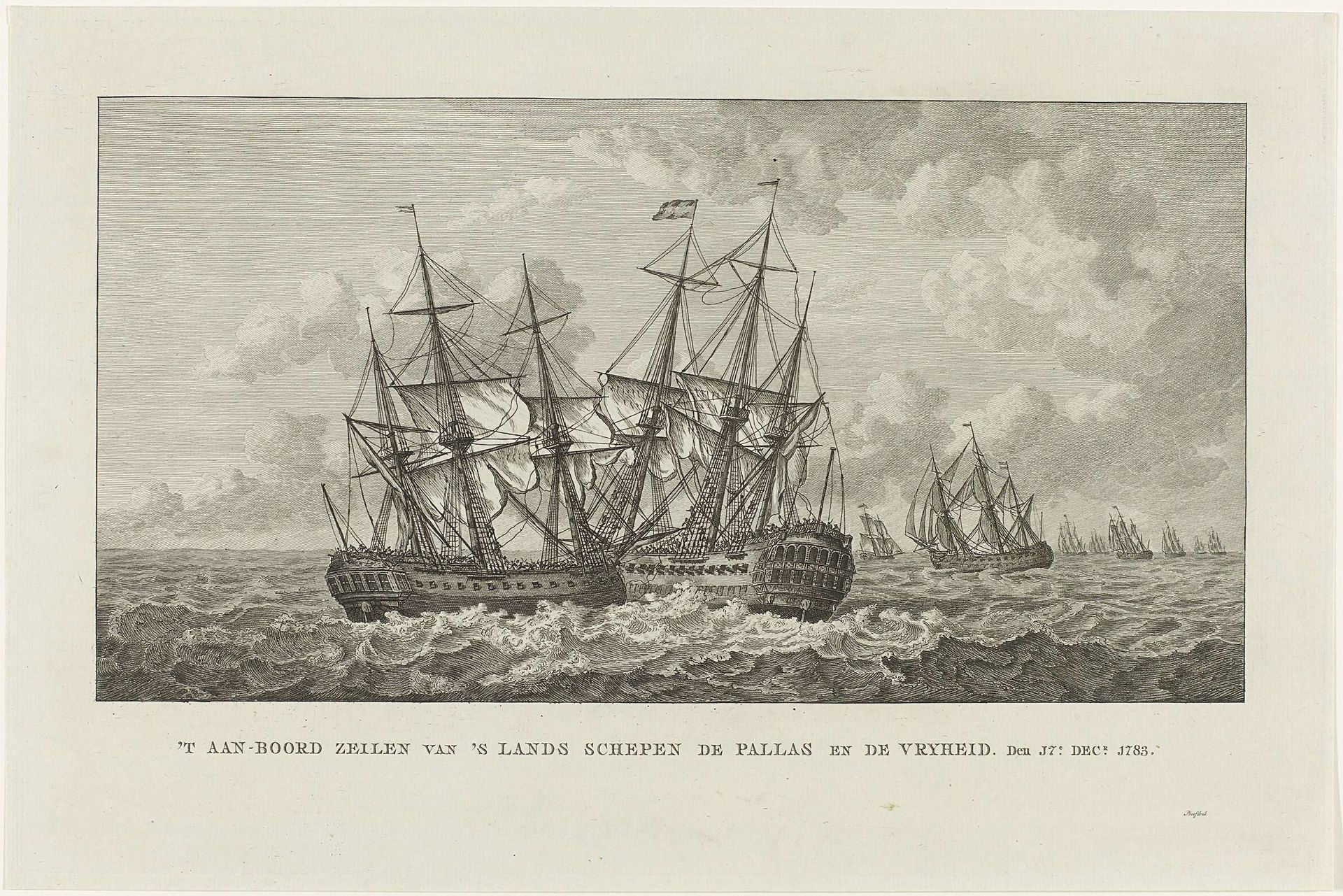 Aanvaring tussen de Pallas en de Vrijheid, 1783 by Carel Frederik (I) Bendorp