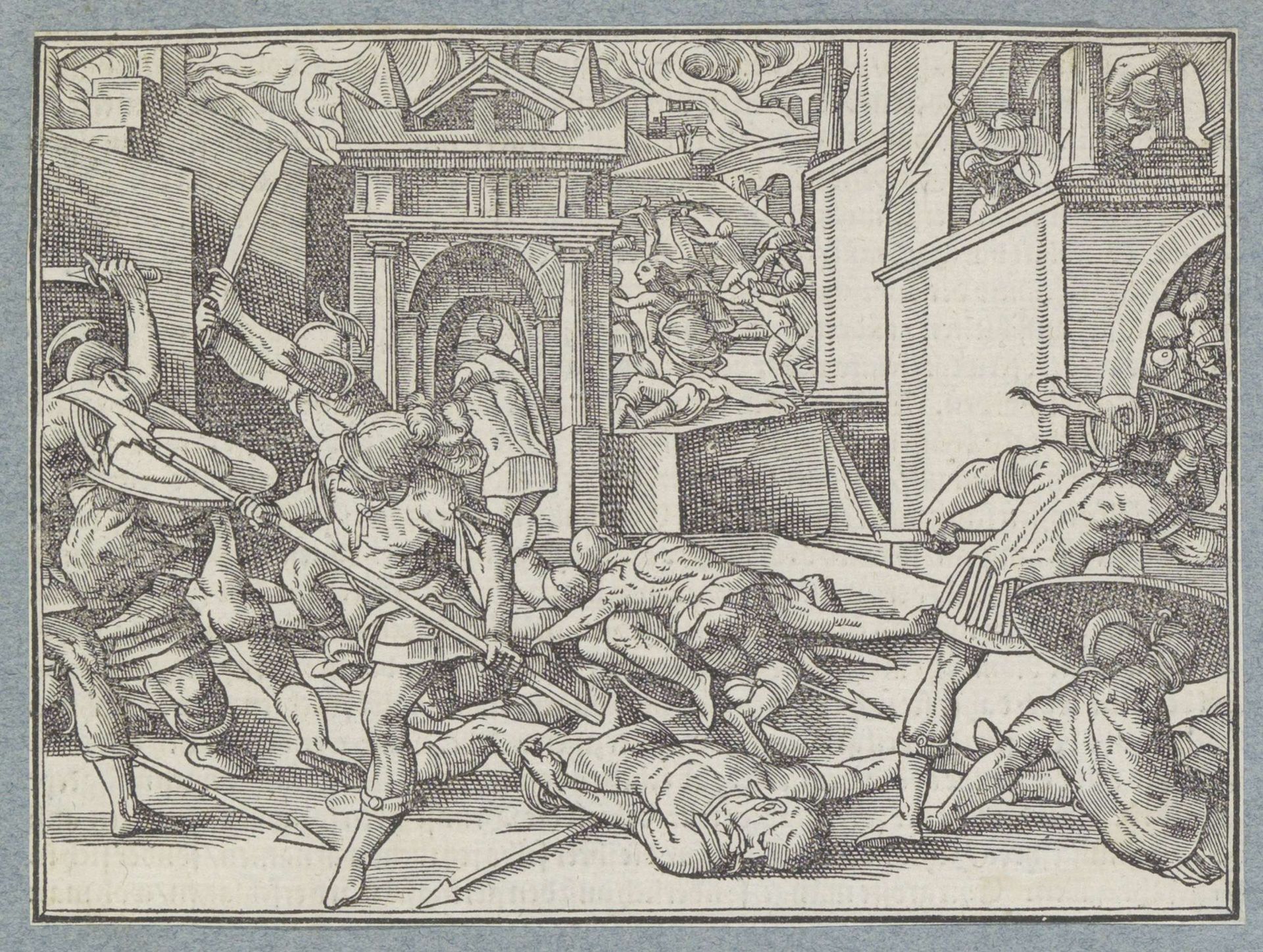 Vechtende soldaten in een stad by Christoffel van Sichem I