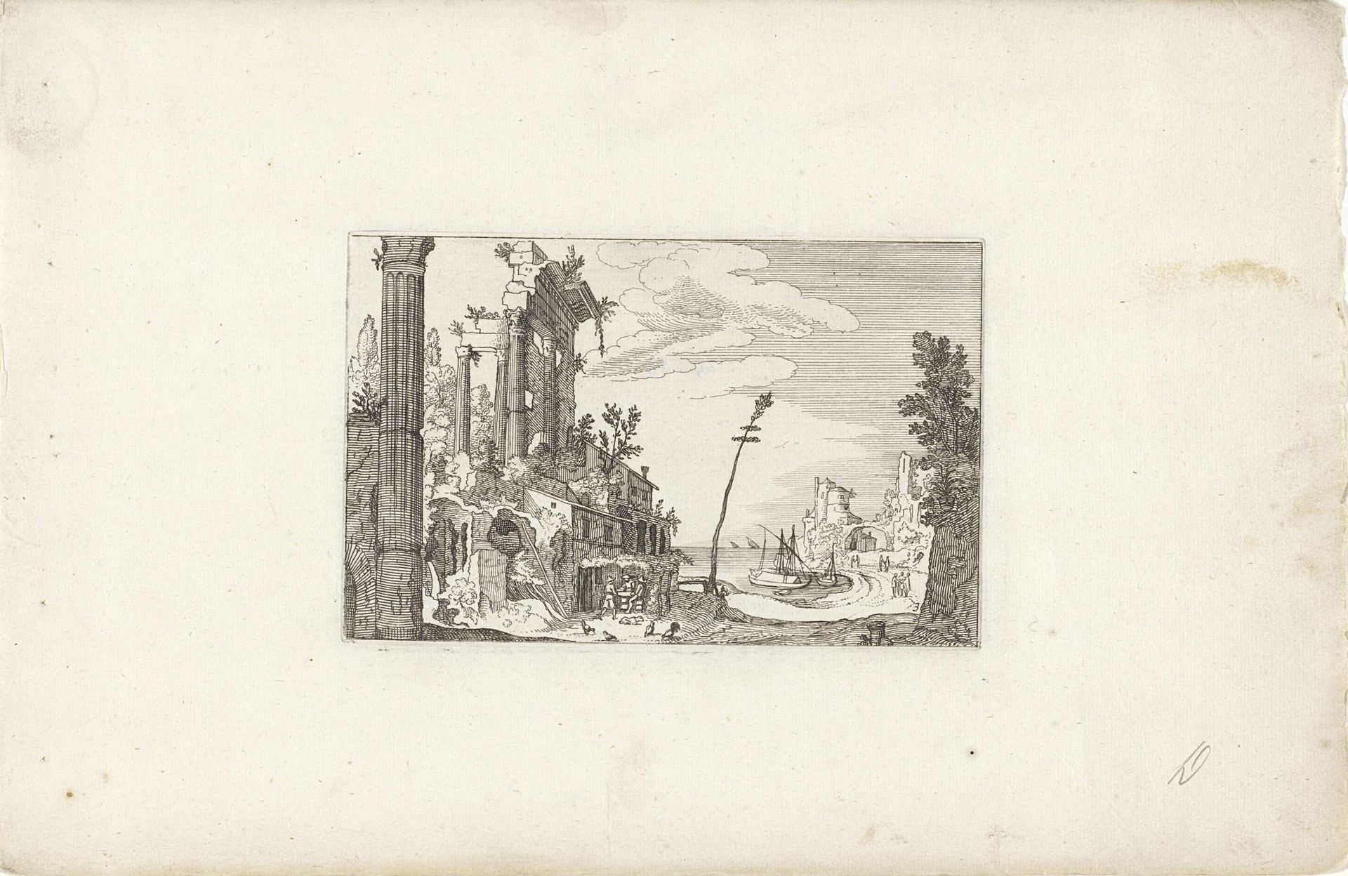 Havengezicht te Rome by Claes Jansz. Visscher