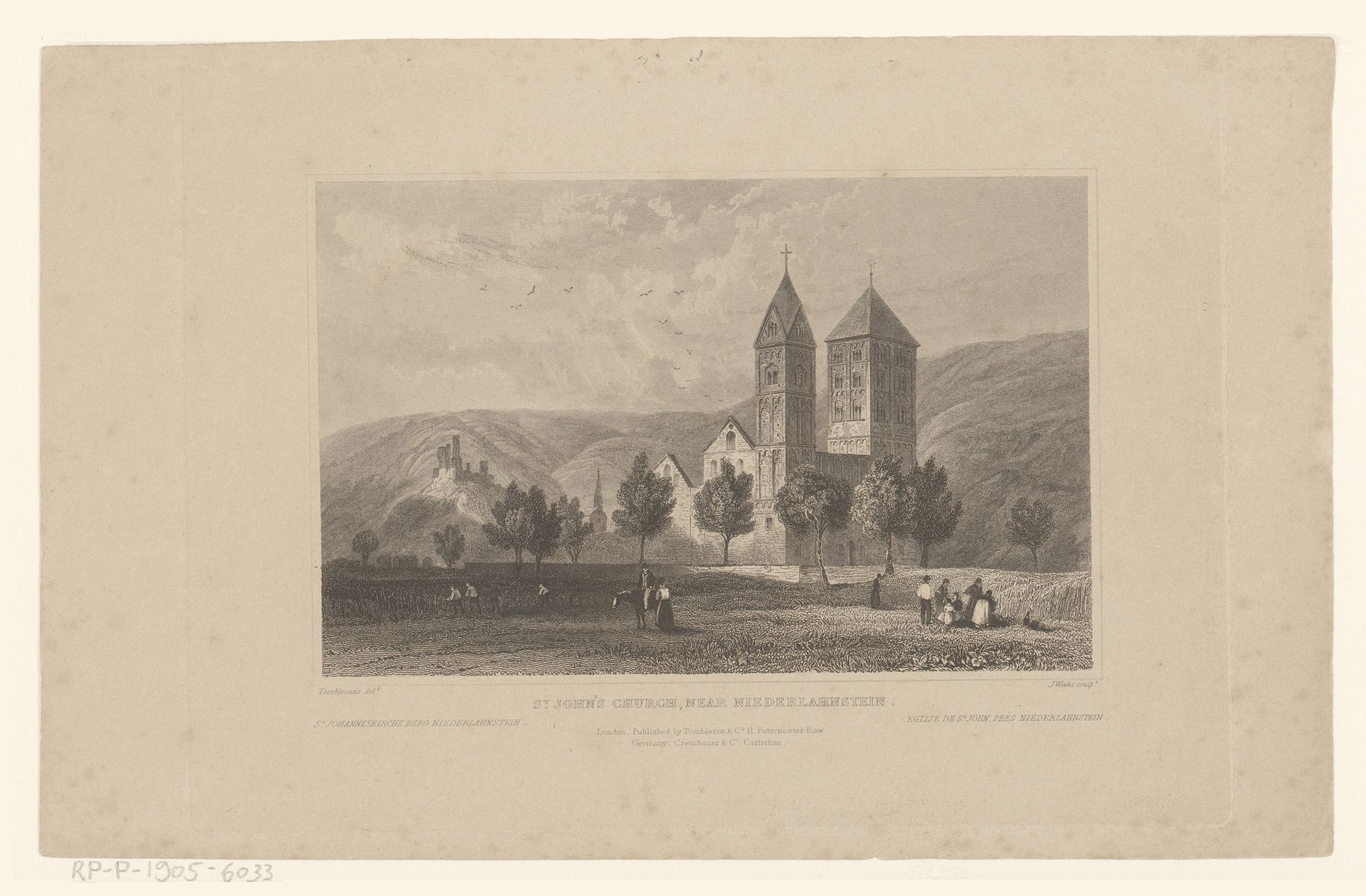 Gezicht op de Johanniskirche, bij Lahnstein by J. Weeks