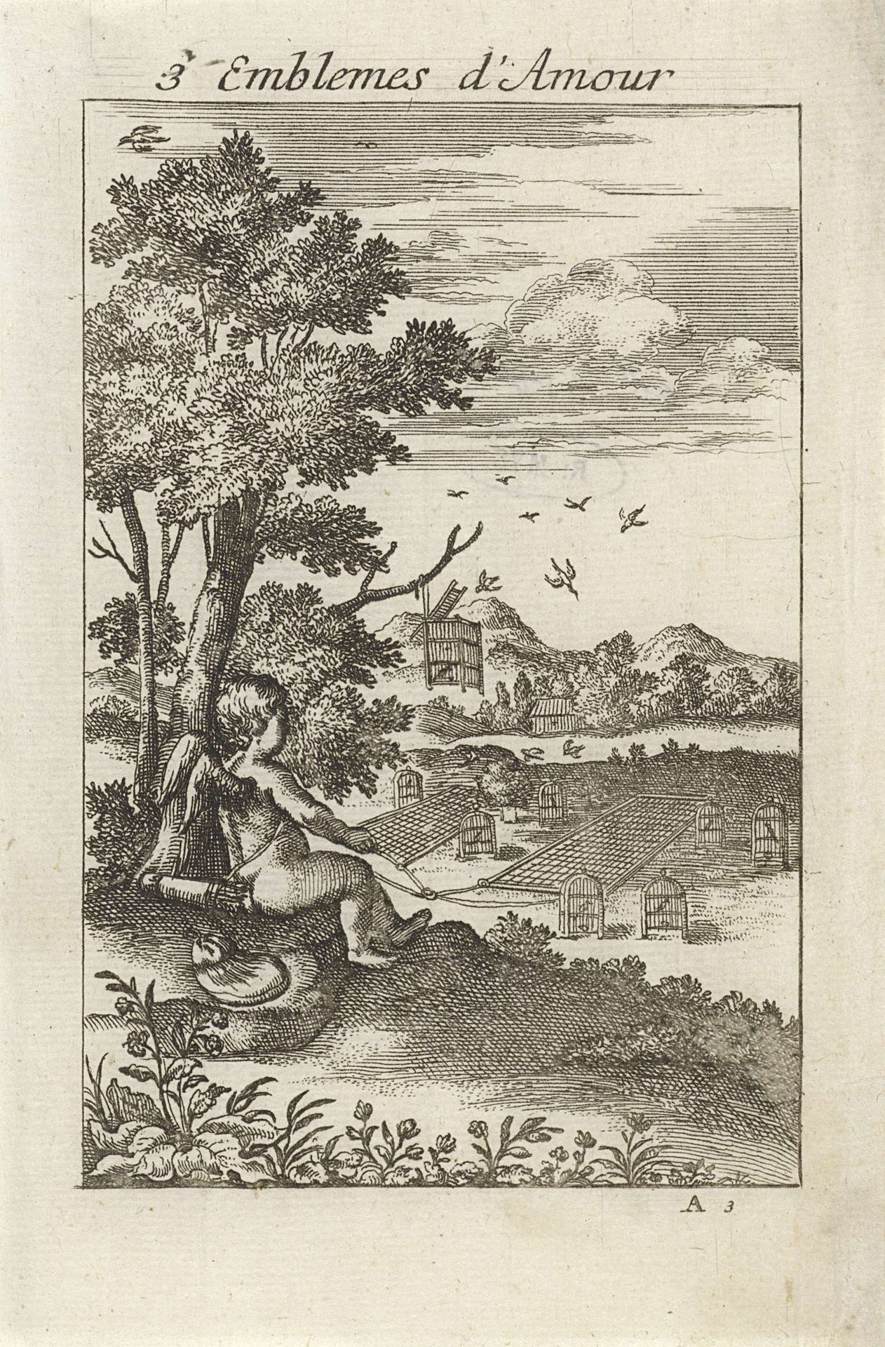 Amor bij een vogelval by Jan van Vianen