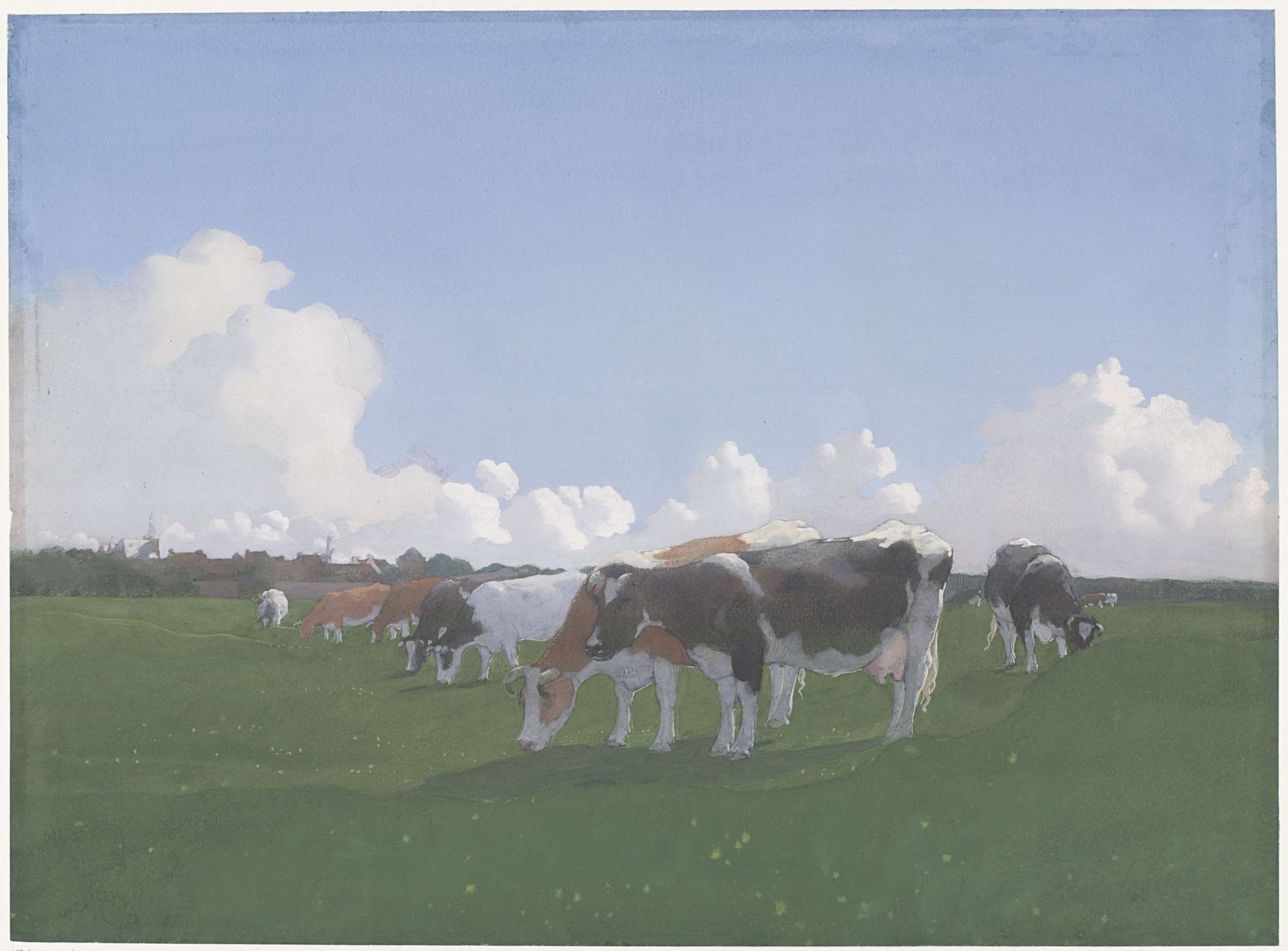 Grazende koeien in een weiland by Jan (1857-1941) Voerman