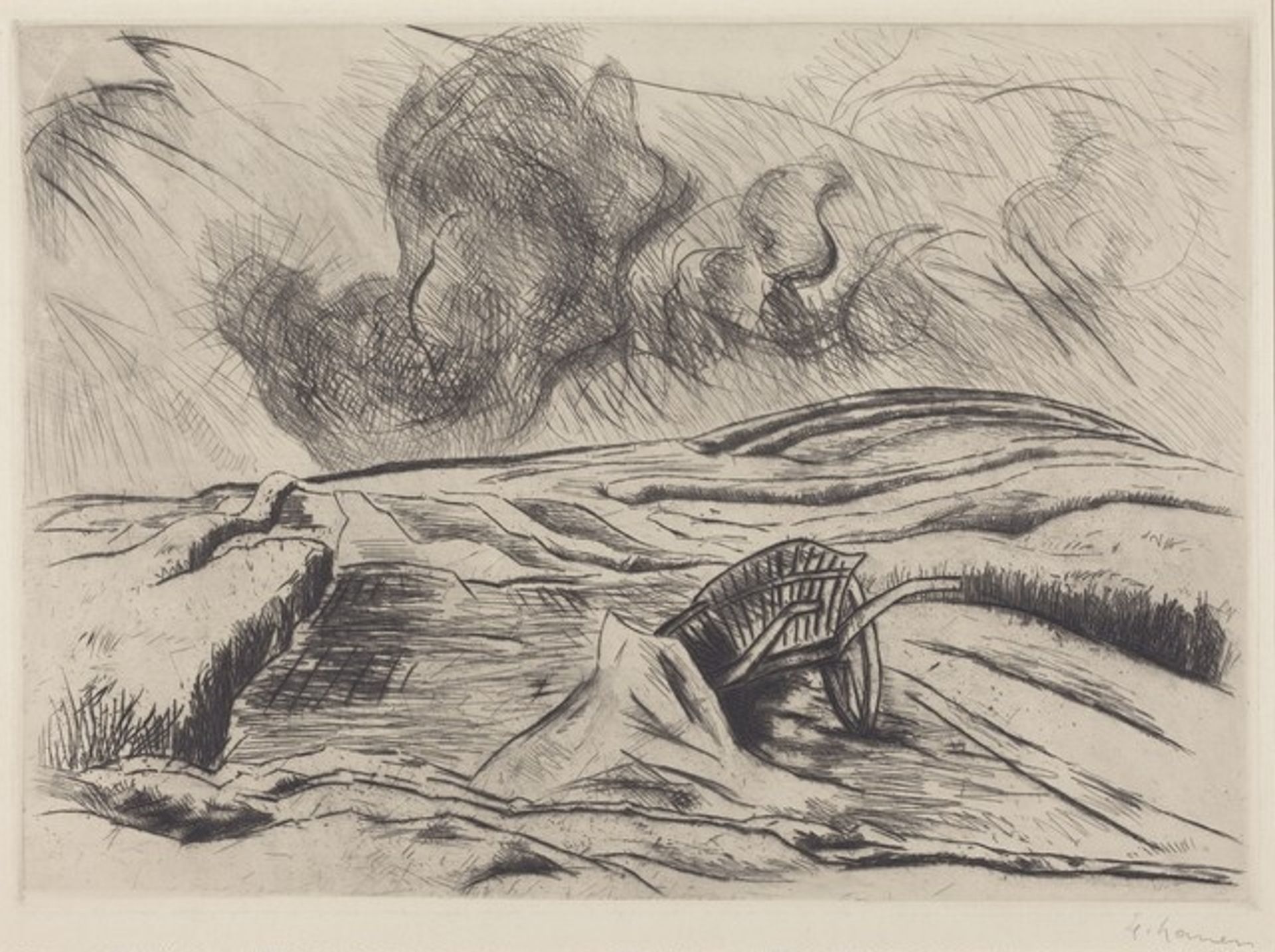 Landscape with a Wheelbarrow by Heinrich Nauen