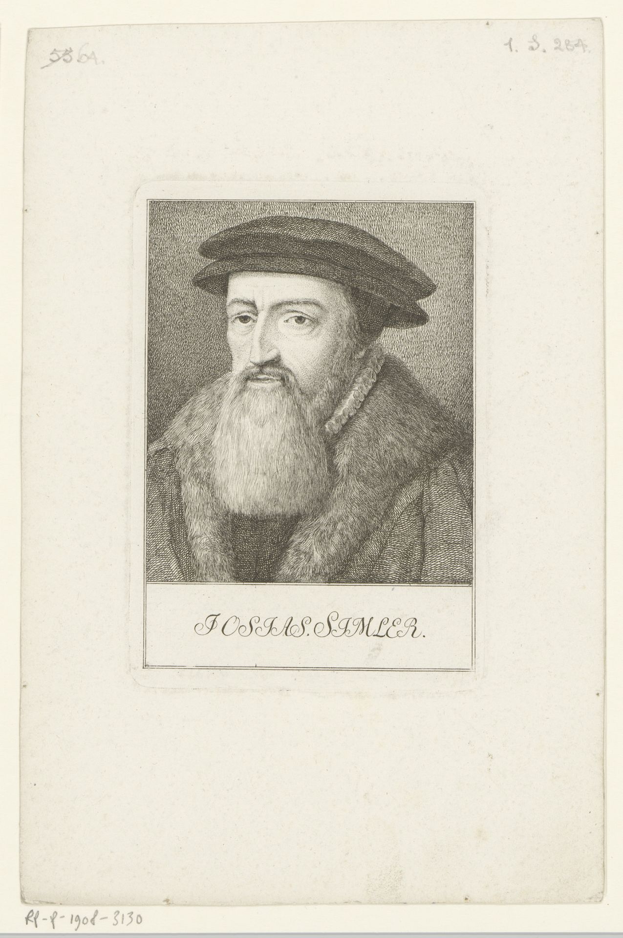 Portret van Josias Simlerus by Heinrich Pfenninger