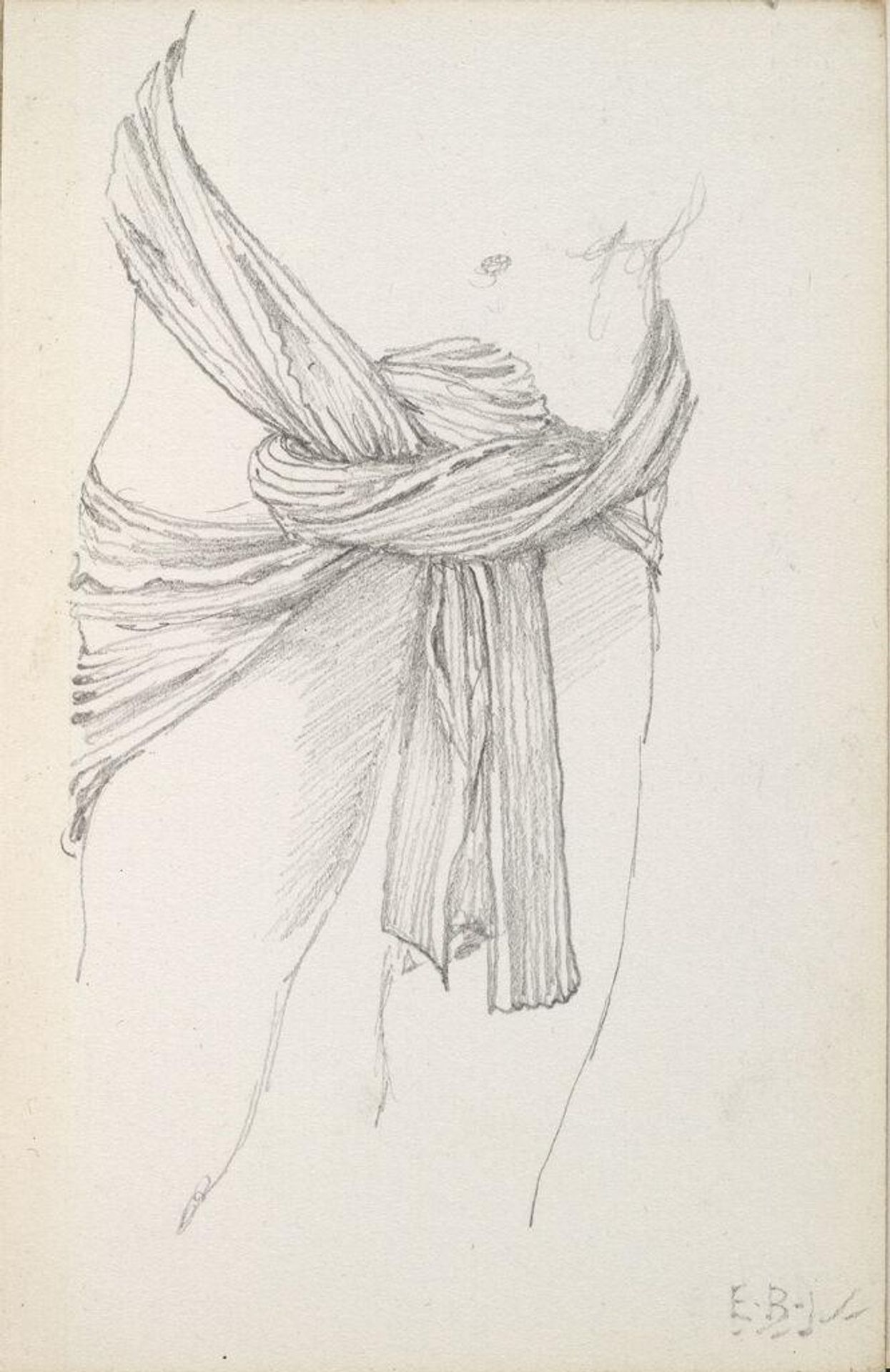 Drapery Study (Torso, waist, and legs); verso: Drapery Study (Torso, waist, and legs) by Edward Burne-Jones