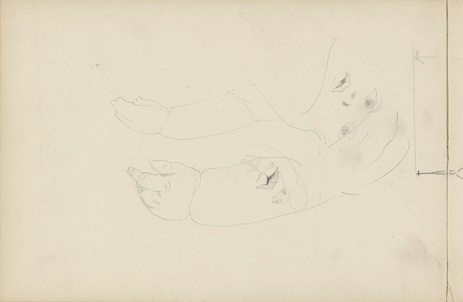 Gezicht, een arm en een hand by Carel Adolph Lion Cachet