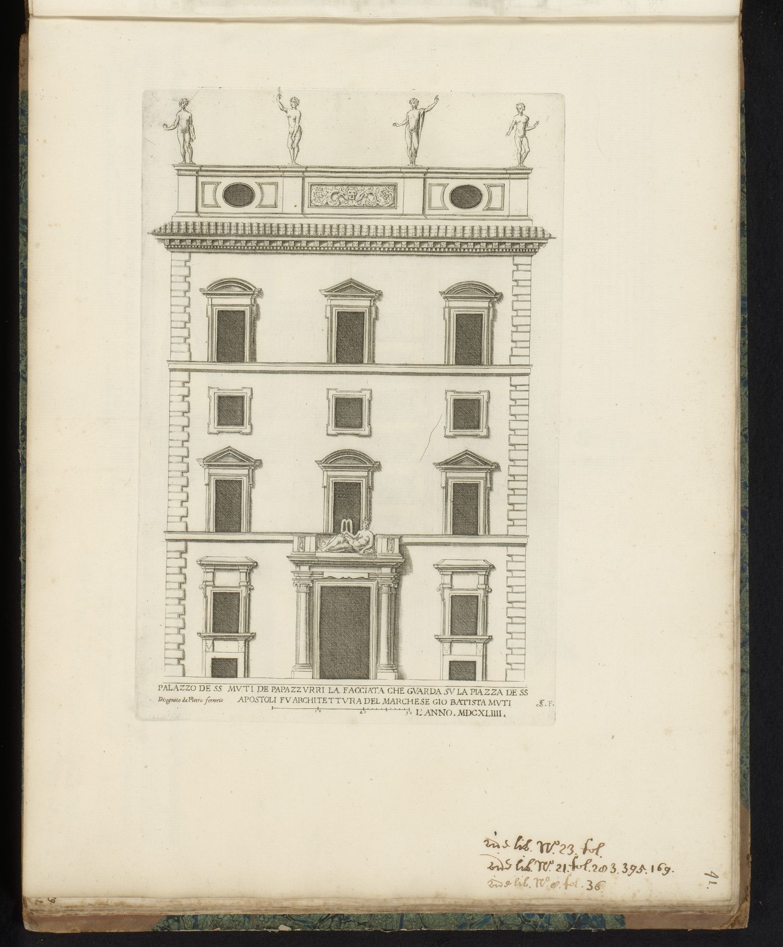Façade van Palazzo Muti by Giovanni Battista Falda