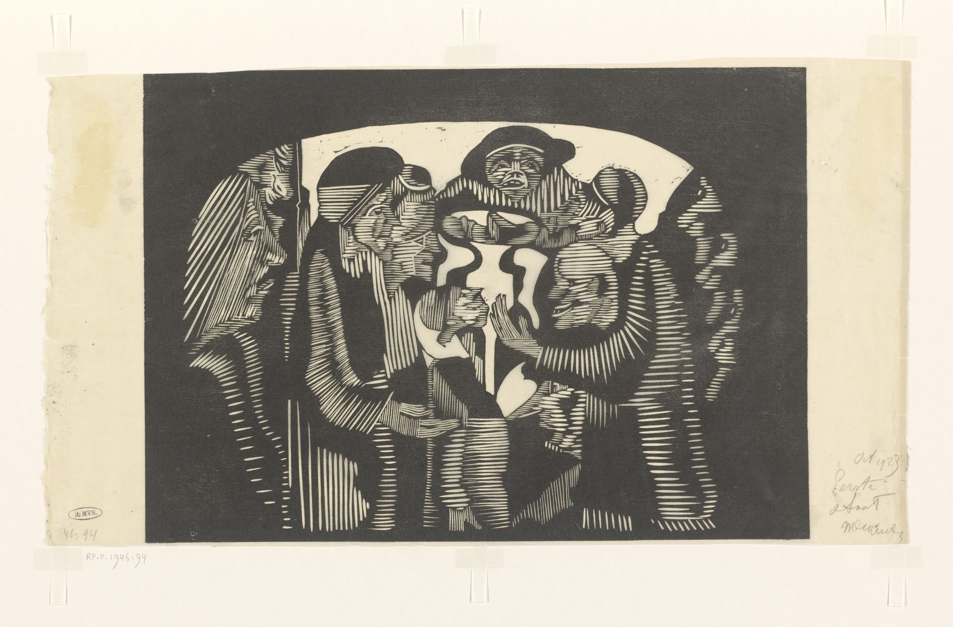 Groep figuren in een boog by Samuel Jessurun de Mesquita