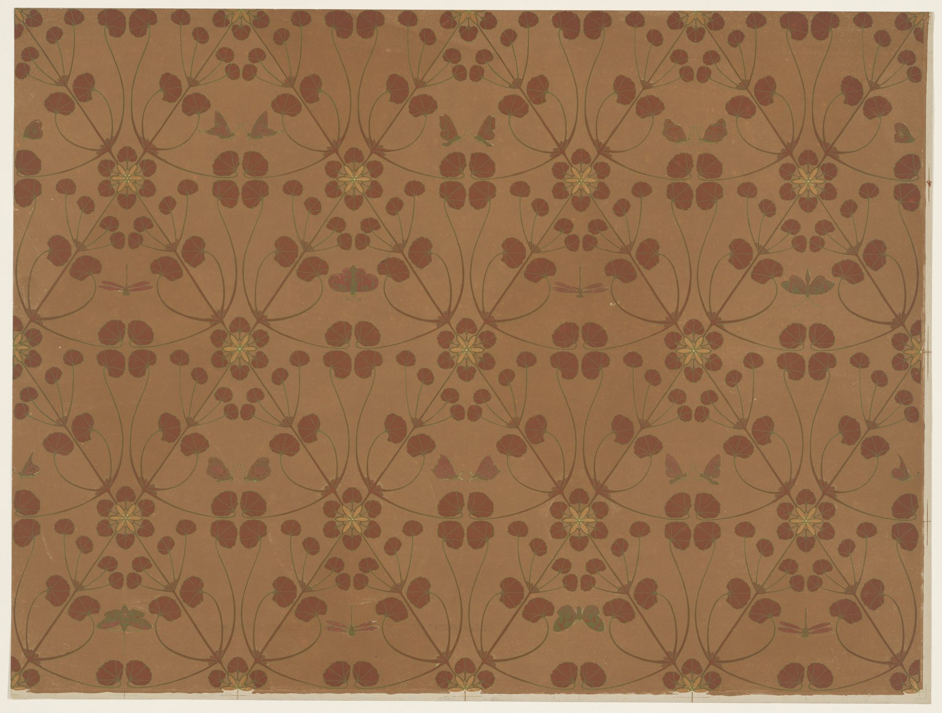 Behangpapier met bloemen, vlinders en libellen by Theo Nieuwenhuis