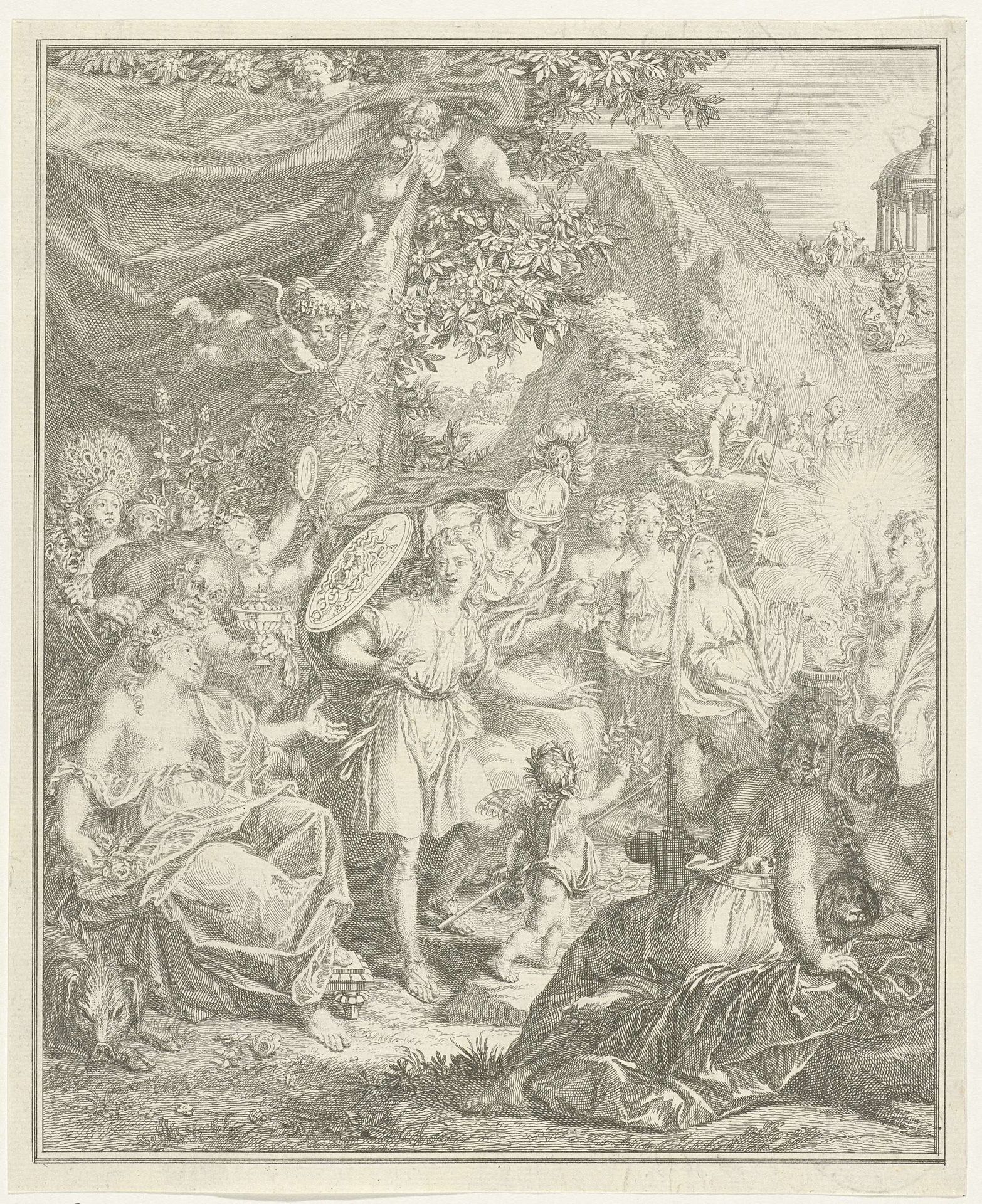 Allegorische voorstelling met Telemachus en Minerva by Jacob Folkema
