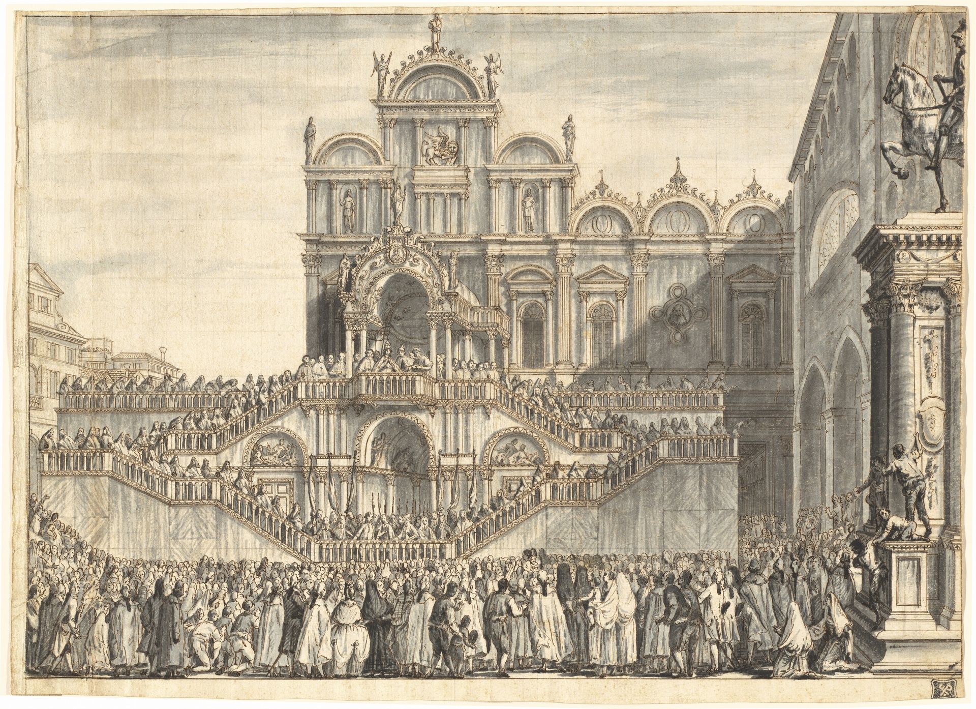 Campo San Zanipolo Decorated for the Visit of Pius VI by Domenico Fossati