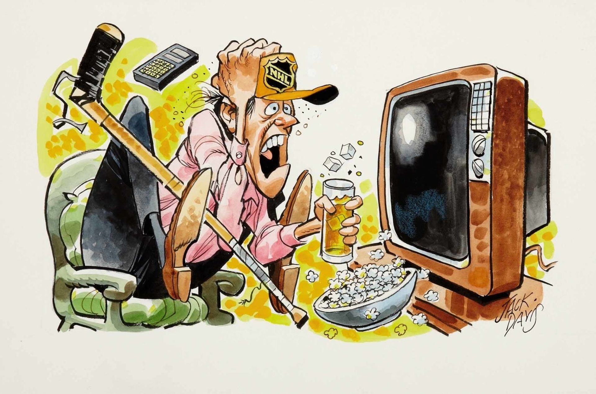 Family Hockey Fan by Jack Davis