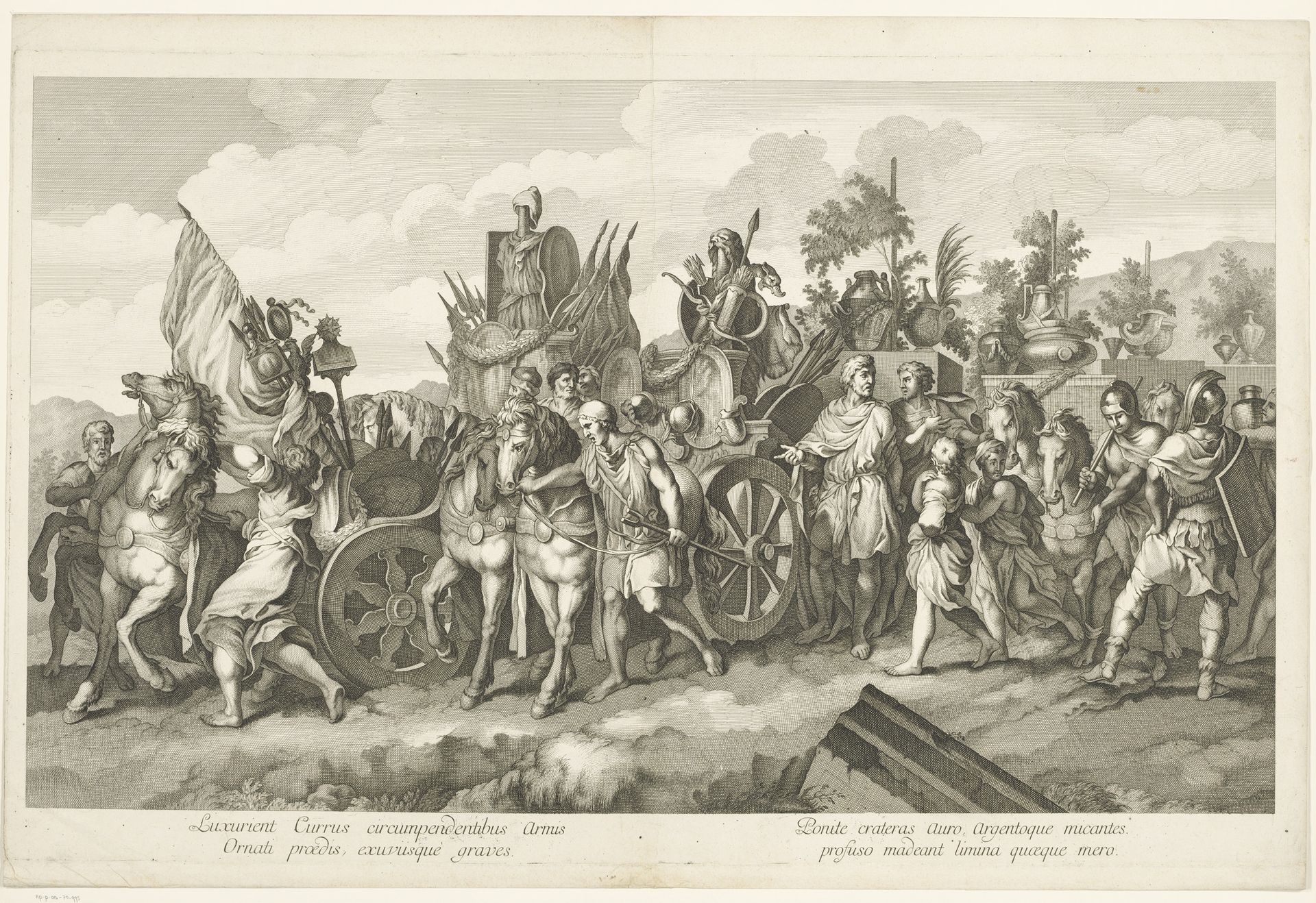 MIlitaire stoet met oorlogsbuit op kar by Domenico Rossetti