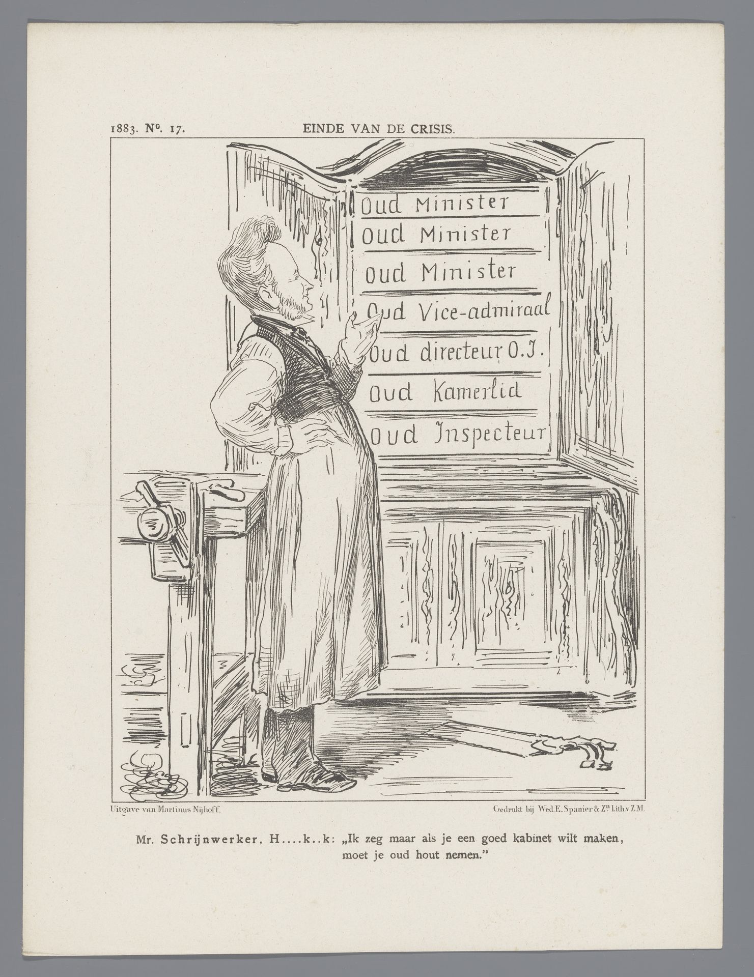 Spotprent op de politieke crisis, 1883 by Johan Michaël Schmidt Crans