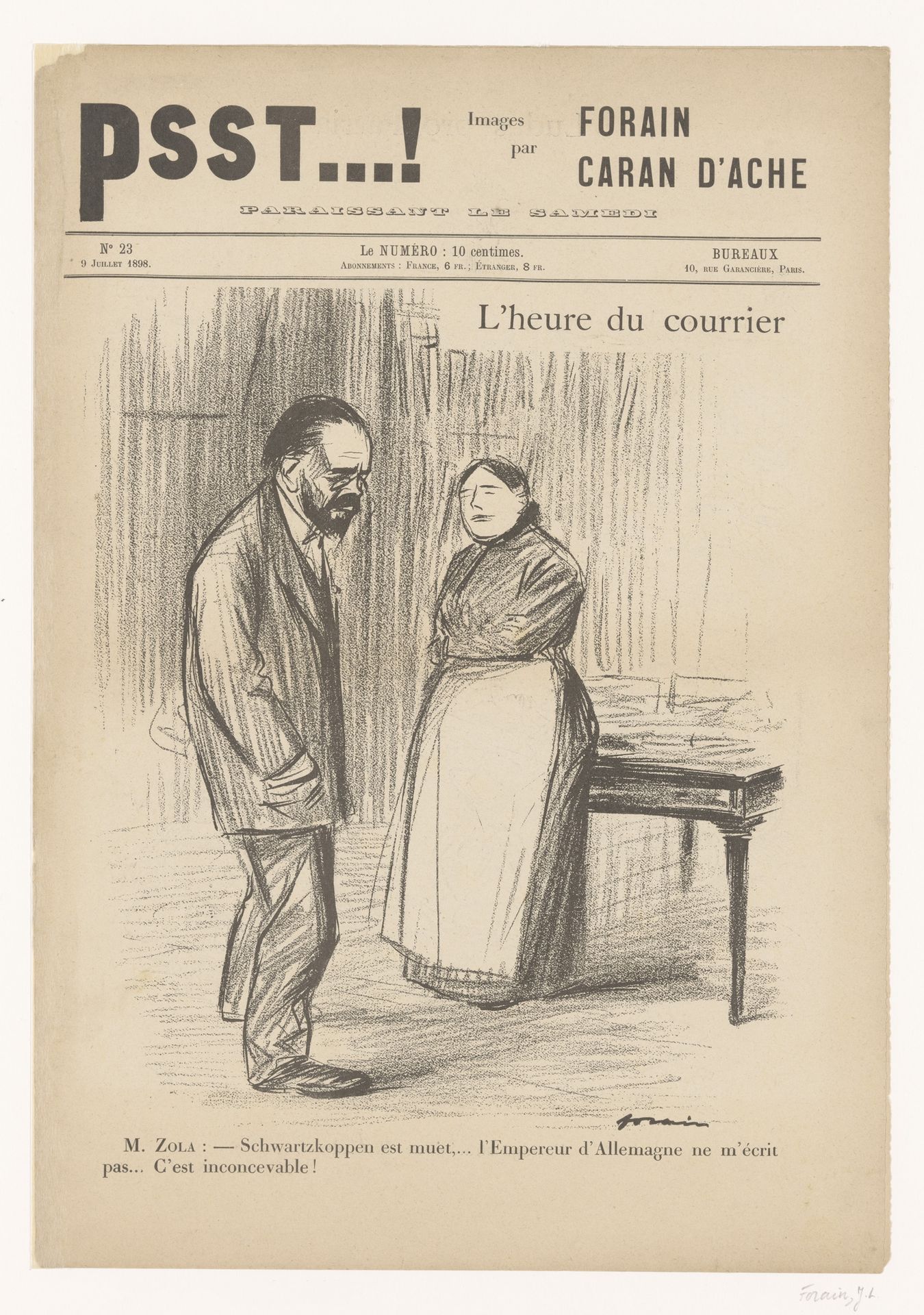 Karikatuur van Émile Zola by Jean-Louis Forain
