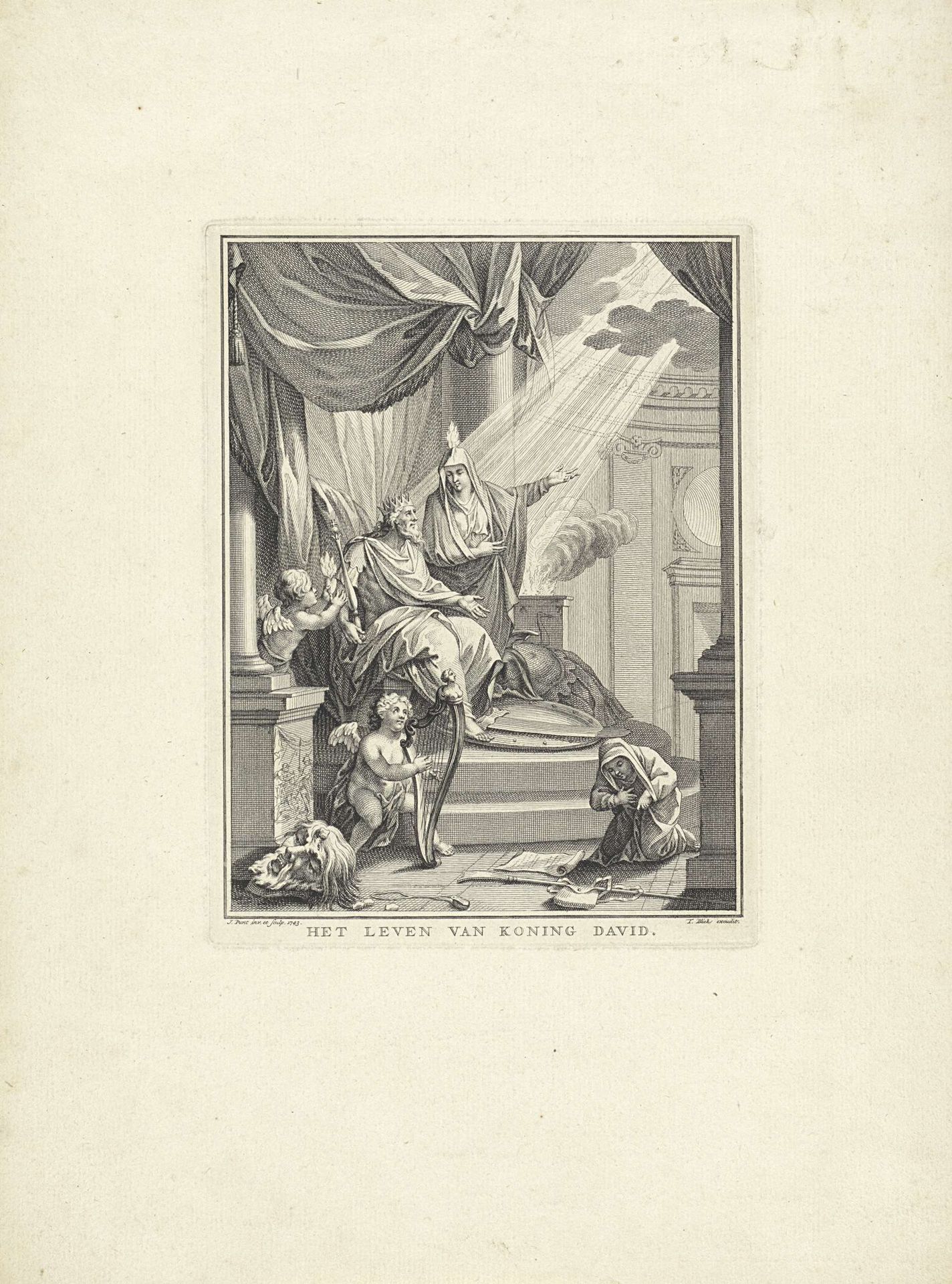 Koning David in een tempel by Jan Punt