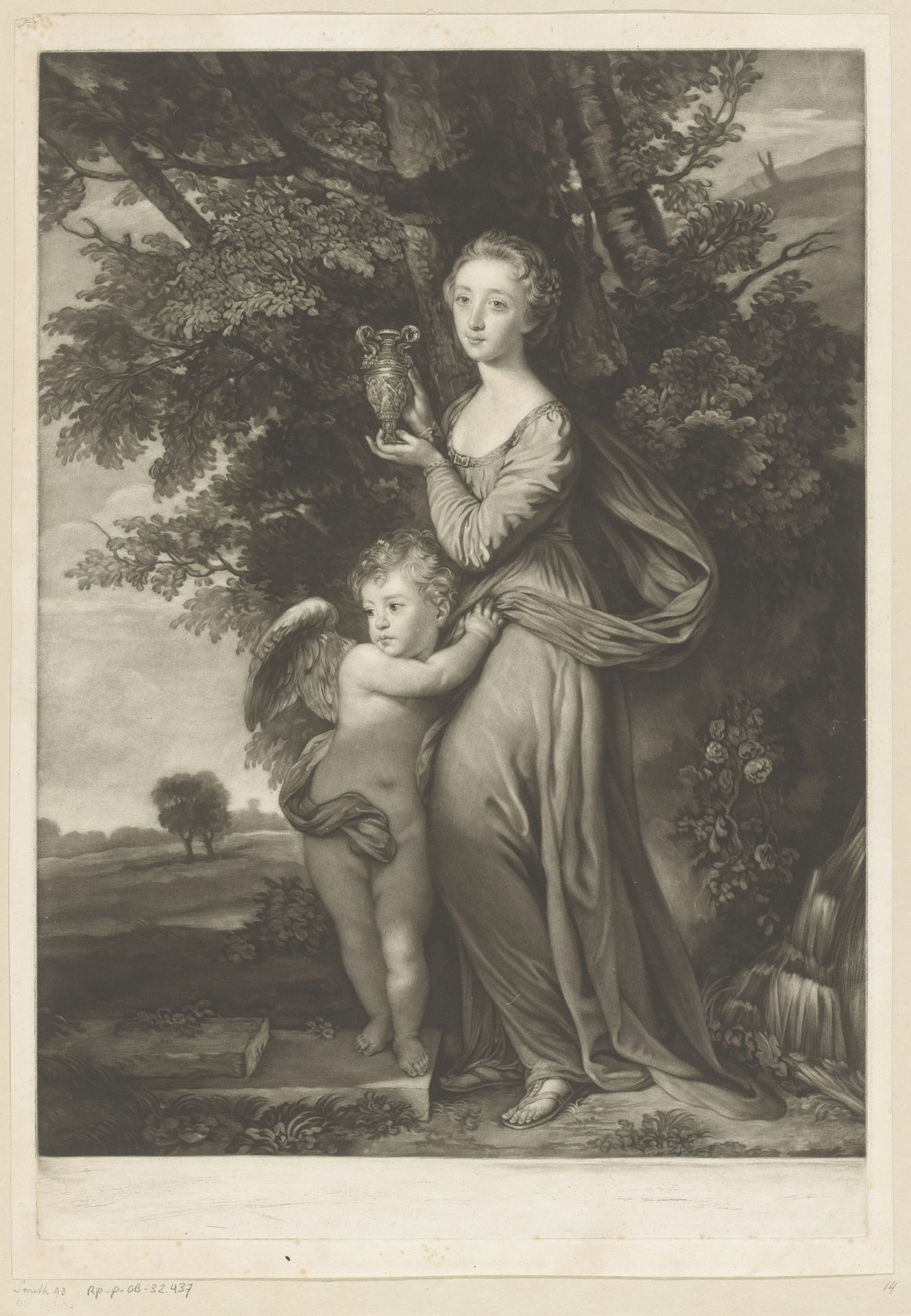 Portret van Frances Anne Greville en Henry Francis Greville als Hebe en Cupido by James McArdell