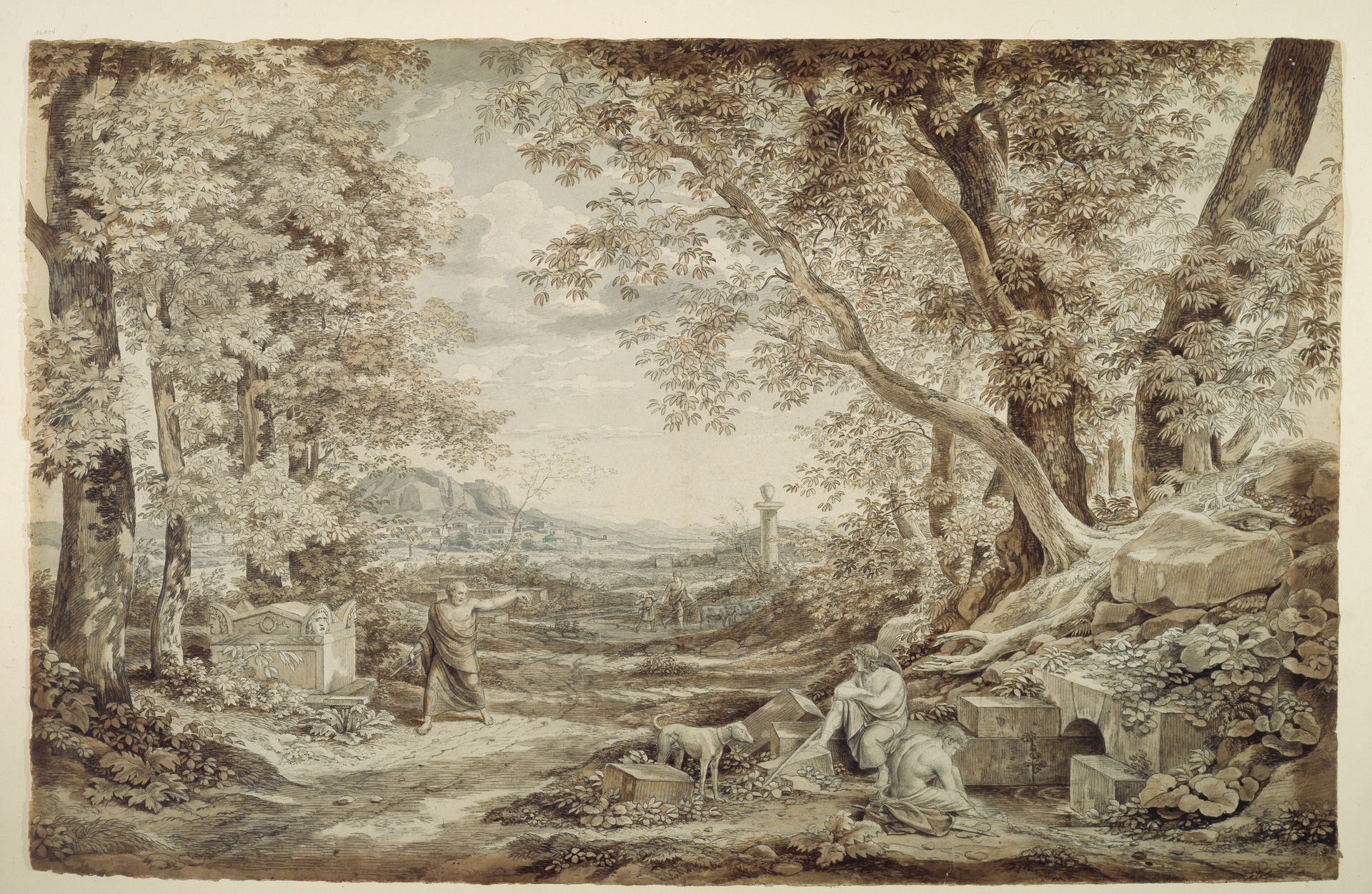 Landschaft mit antiken Denkmälern (_Die Erfindung des korinthischen Kapitels_) by Johann Christian Reinhart